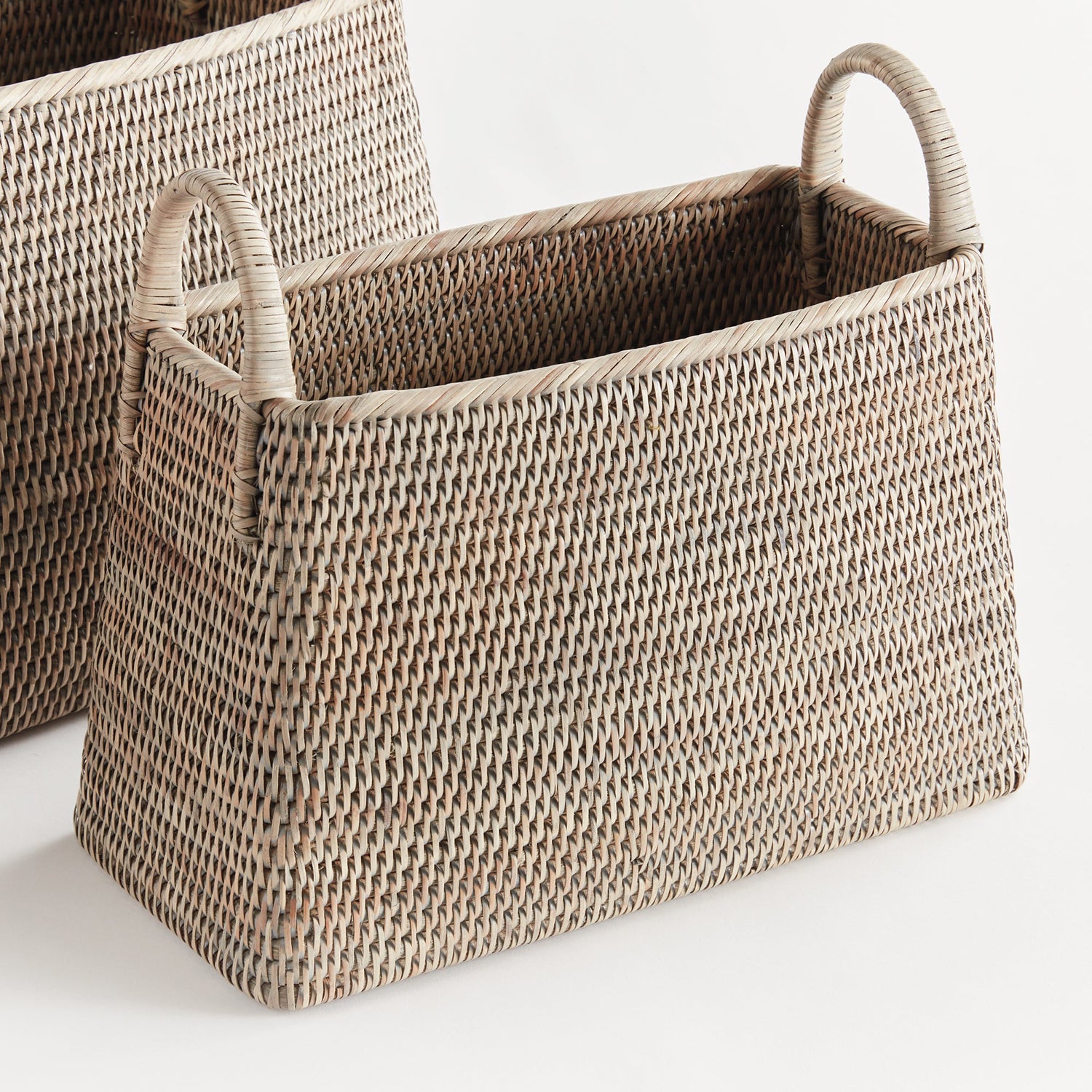 Burma Rattan Narrow Magazine Basket Set of 2