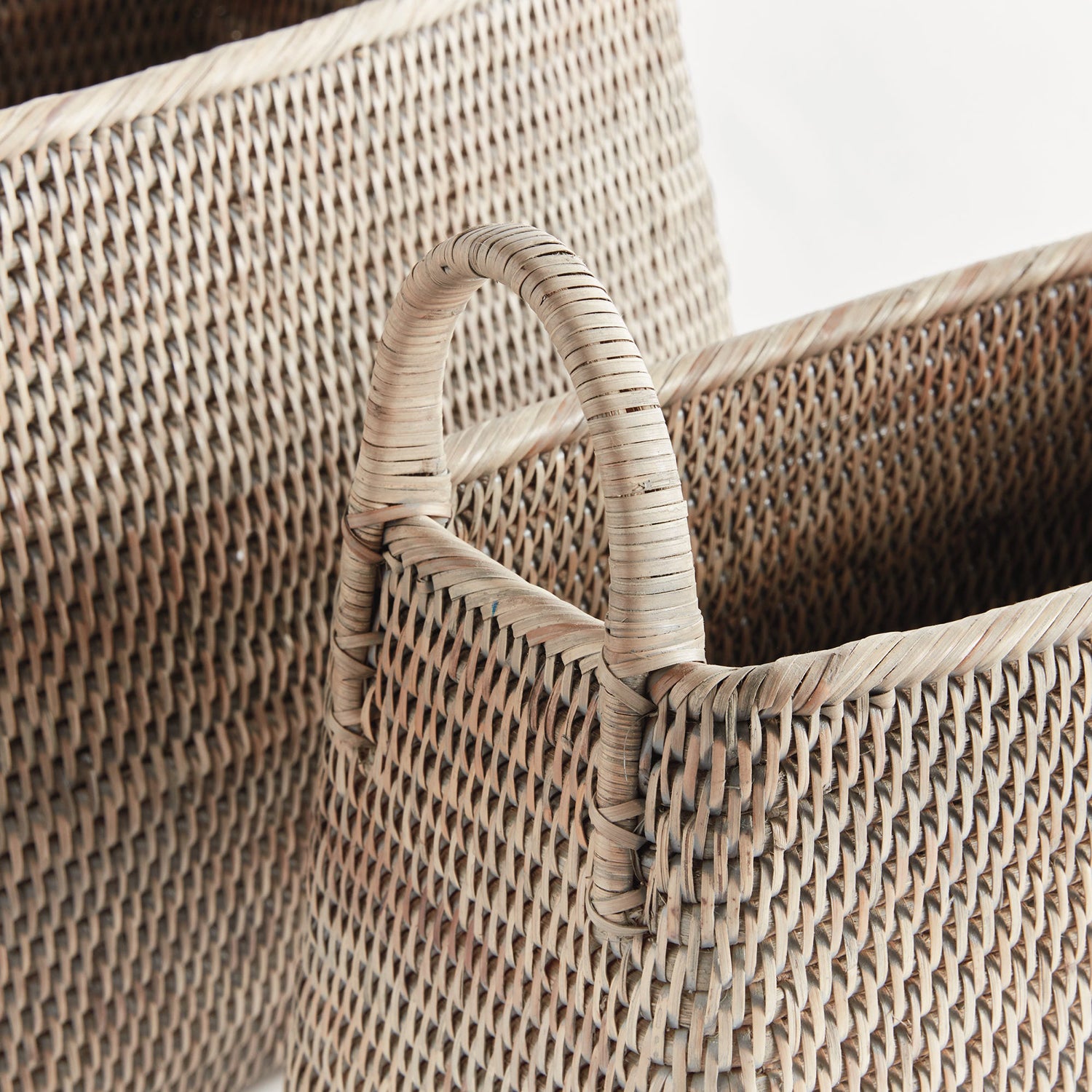 Burma Rattan Narrow Magazine Basket Set of 2