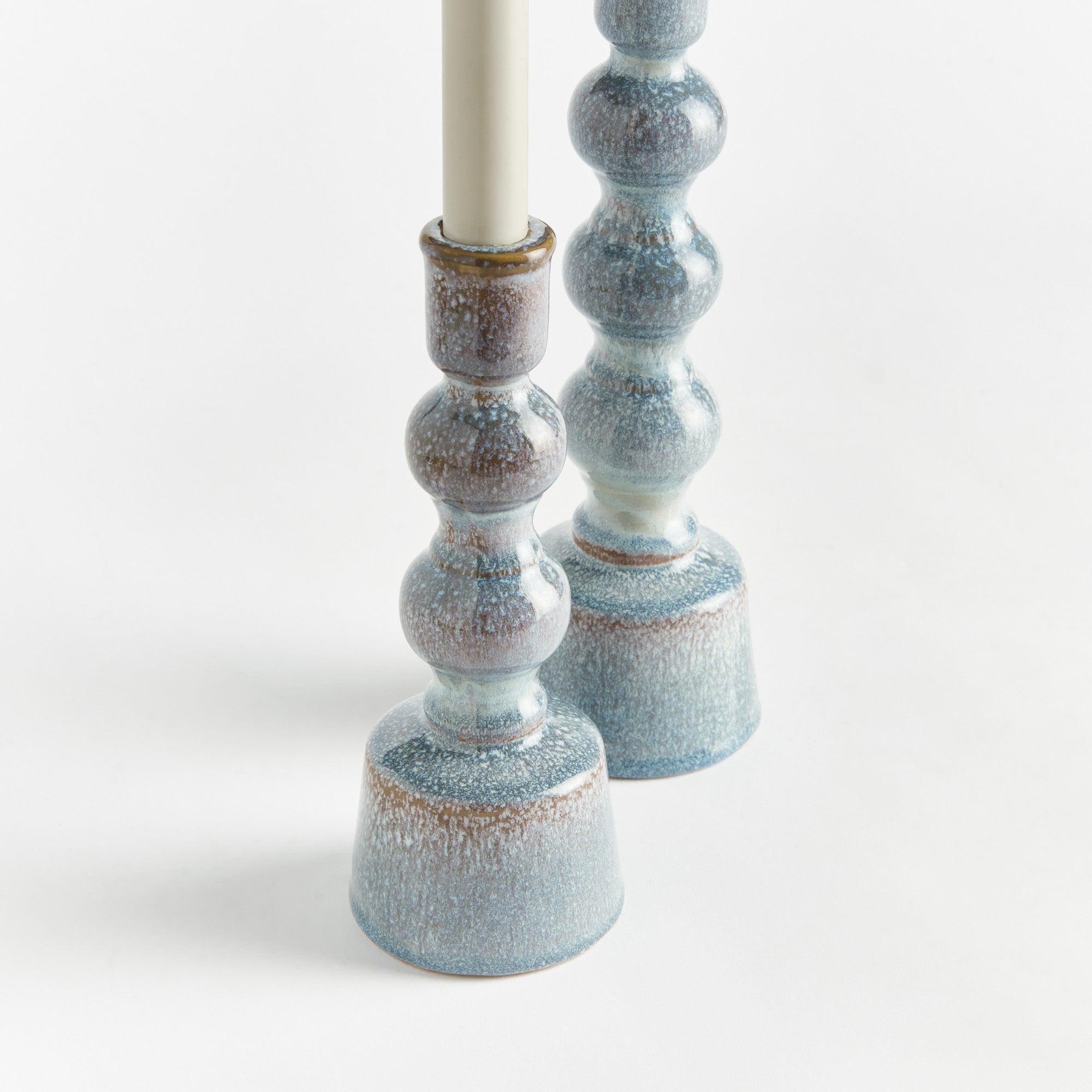Caroline Blue Taper Candle Holders Set of 2