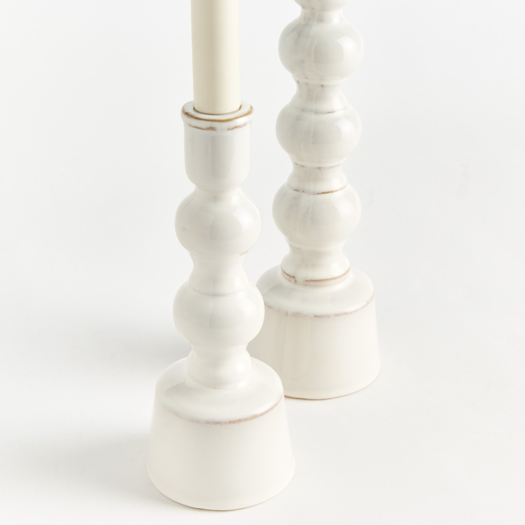 Caroline Cream Taper Candle Holder Set of 2