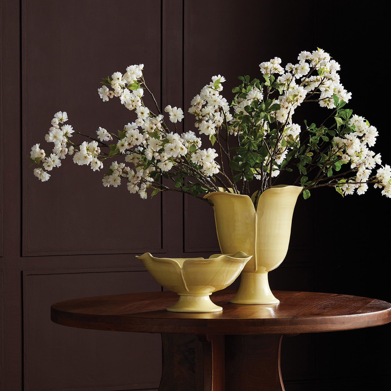 Double Cherry Blossom Branches 46in Faux Stem Set of 2