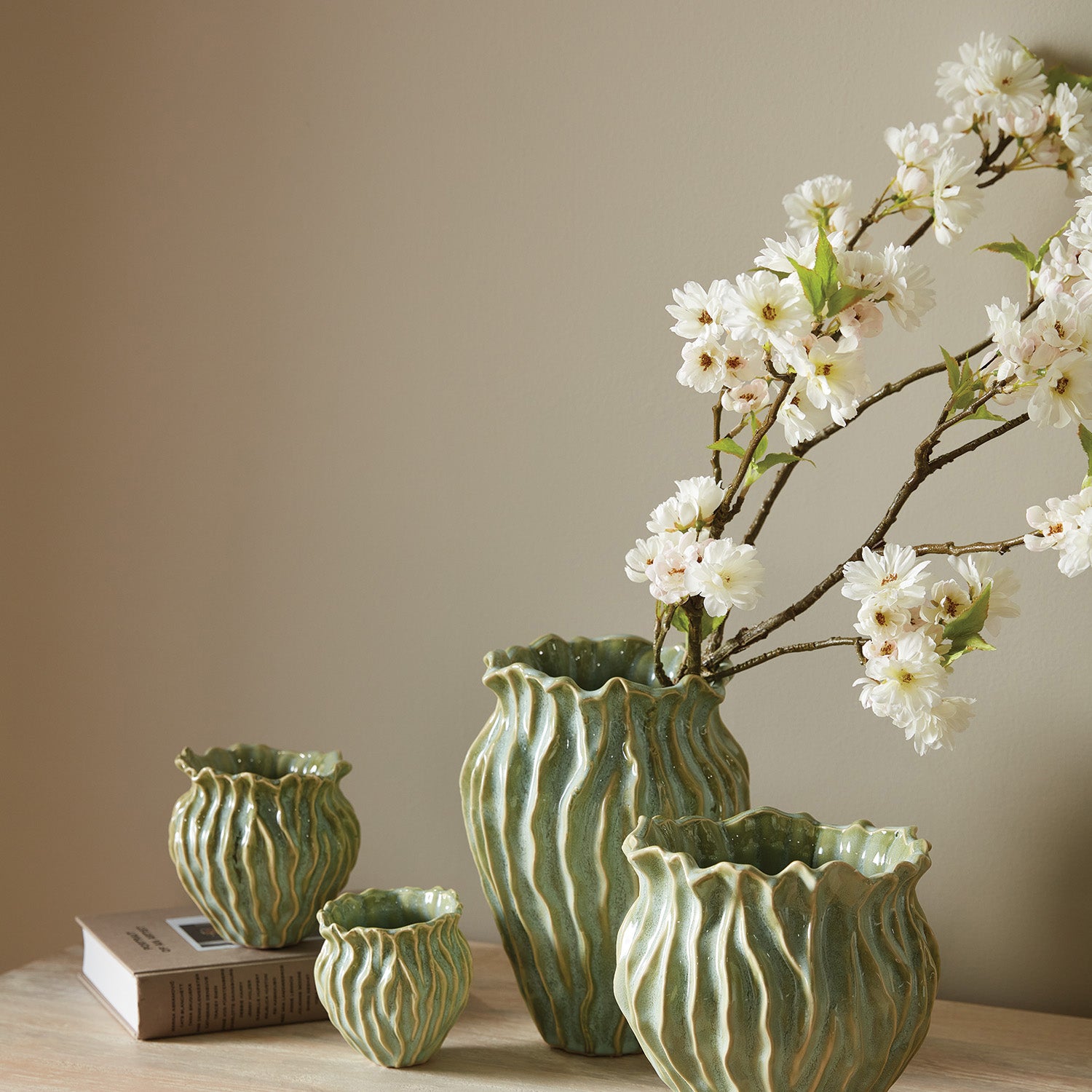 Double Cherry Blossom Branches 46in Faux Stem Set of 2