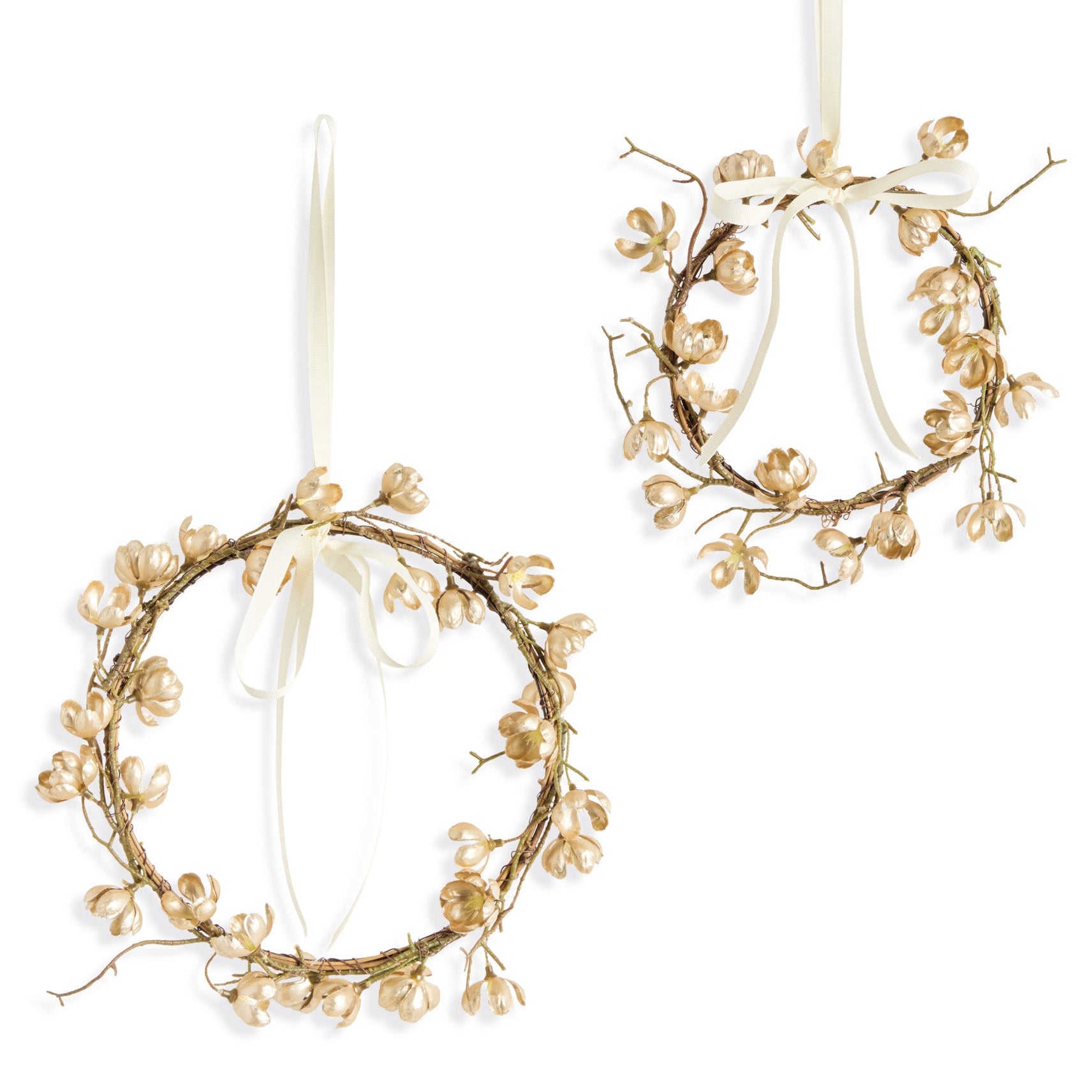 Gilded Cherry Blossom Wreath Set of 2