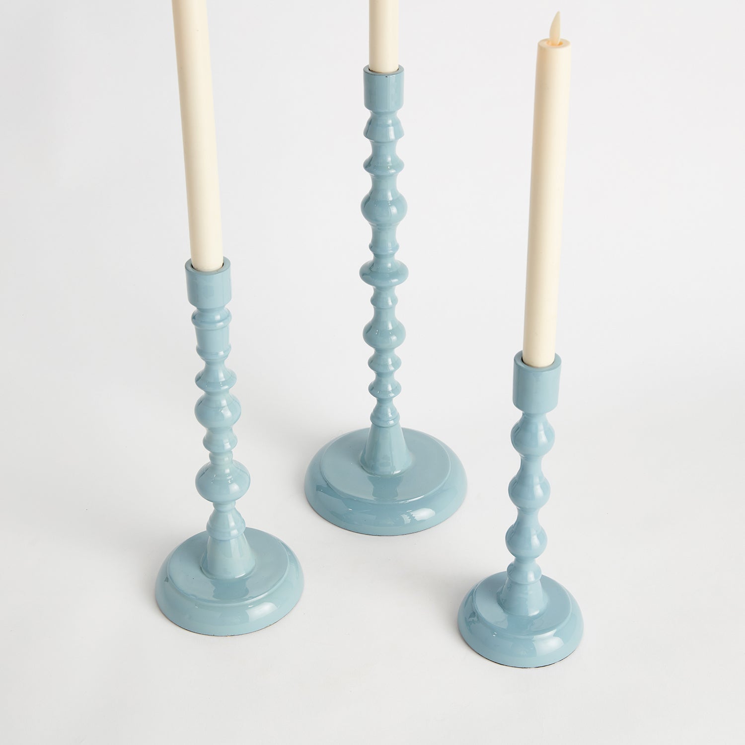 Rosina Blue Taper Candle Holder Set of 3