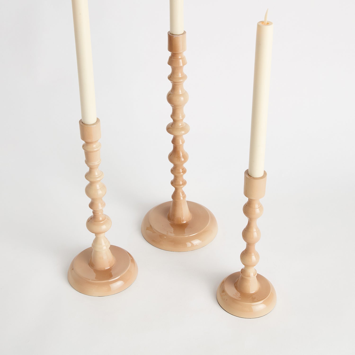 Rosina Cream Taper Candle Holder Set of 3