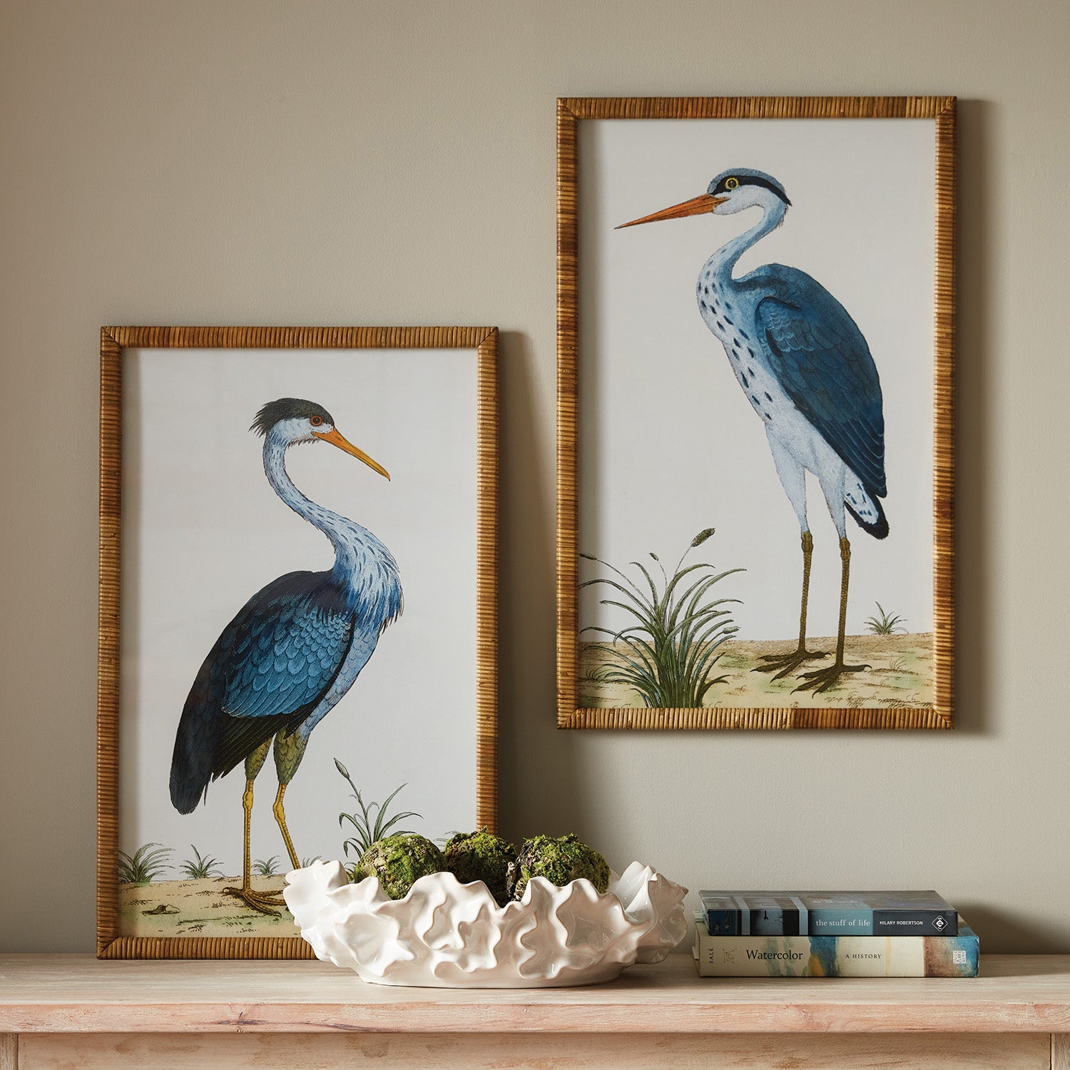 Handsome Heron Pair Framed Print Set of 2