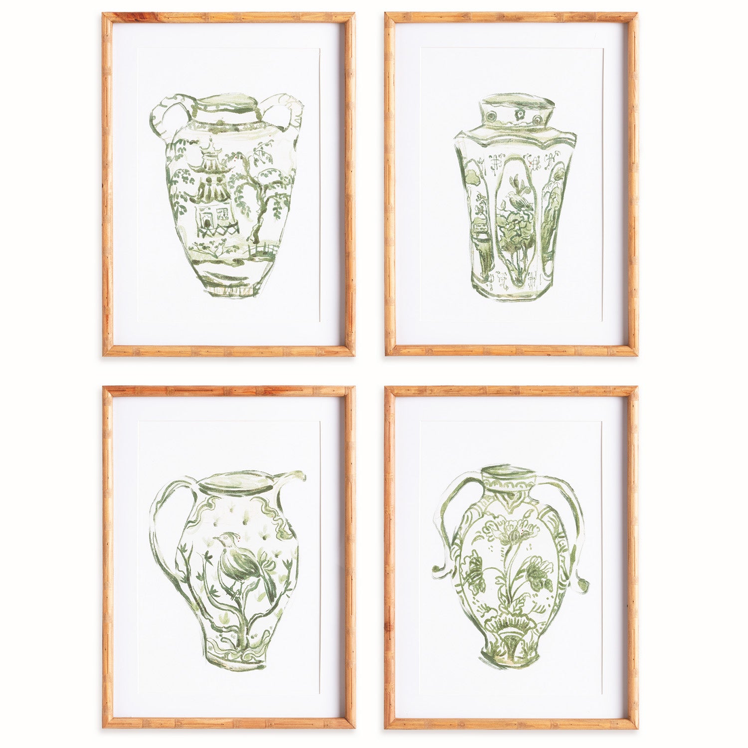 Chinoiserie Jar Framed Print Set of 4