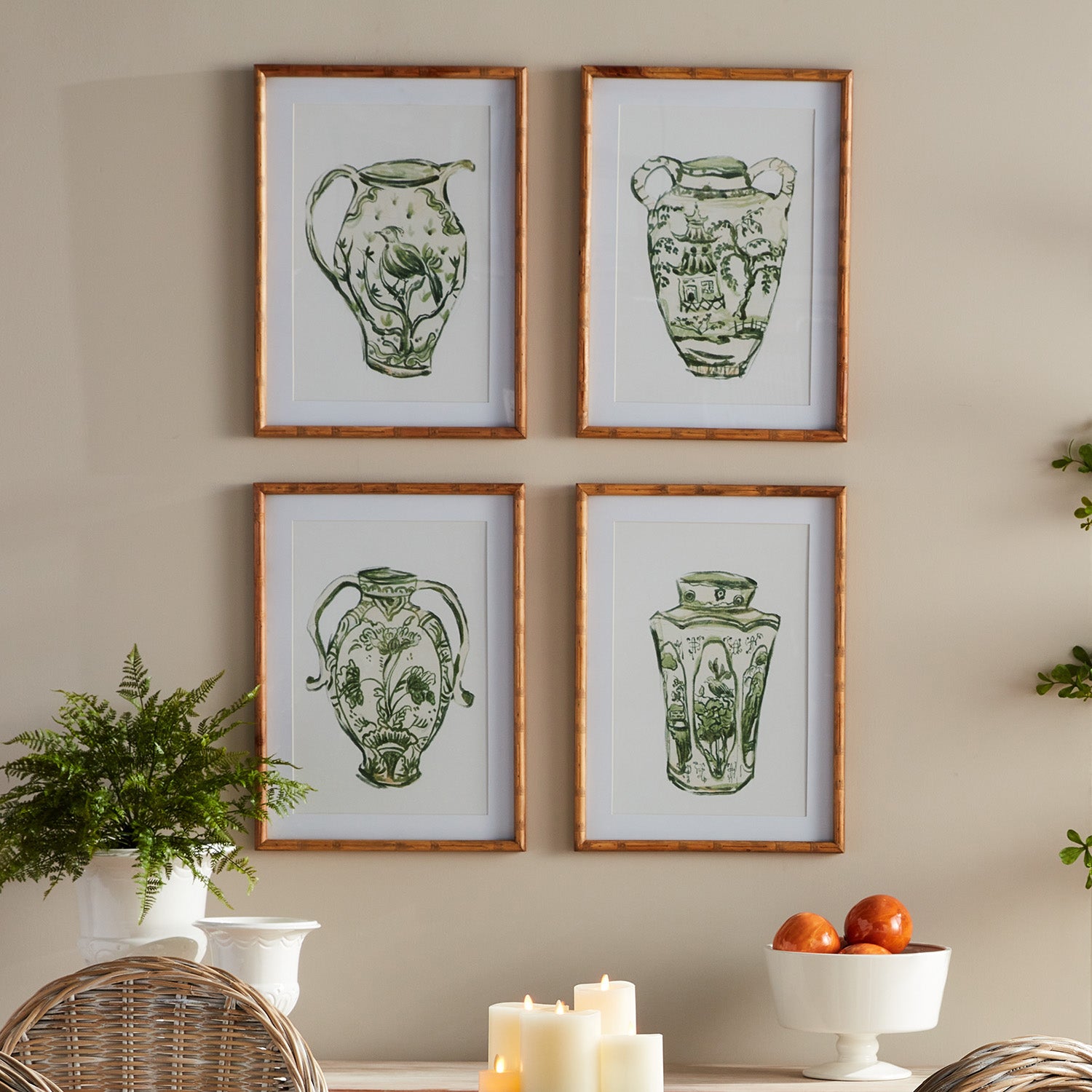 Chinoiserie Jar Framed Print Set of 4