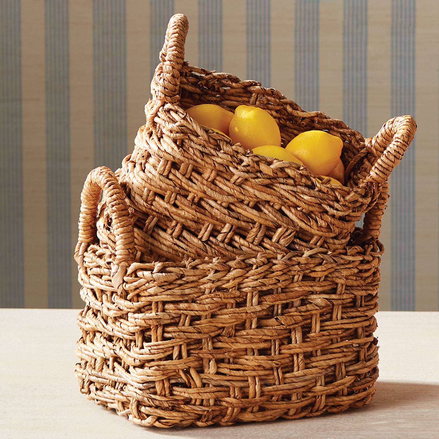 Eve Banana Leaf Small Baskets With Handles Set of 2