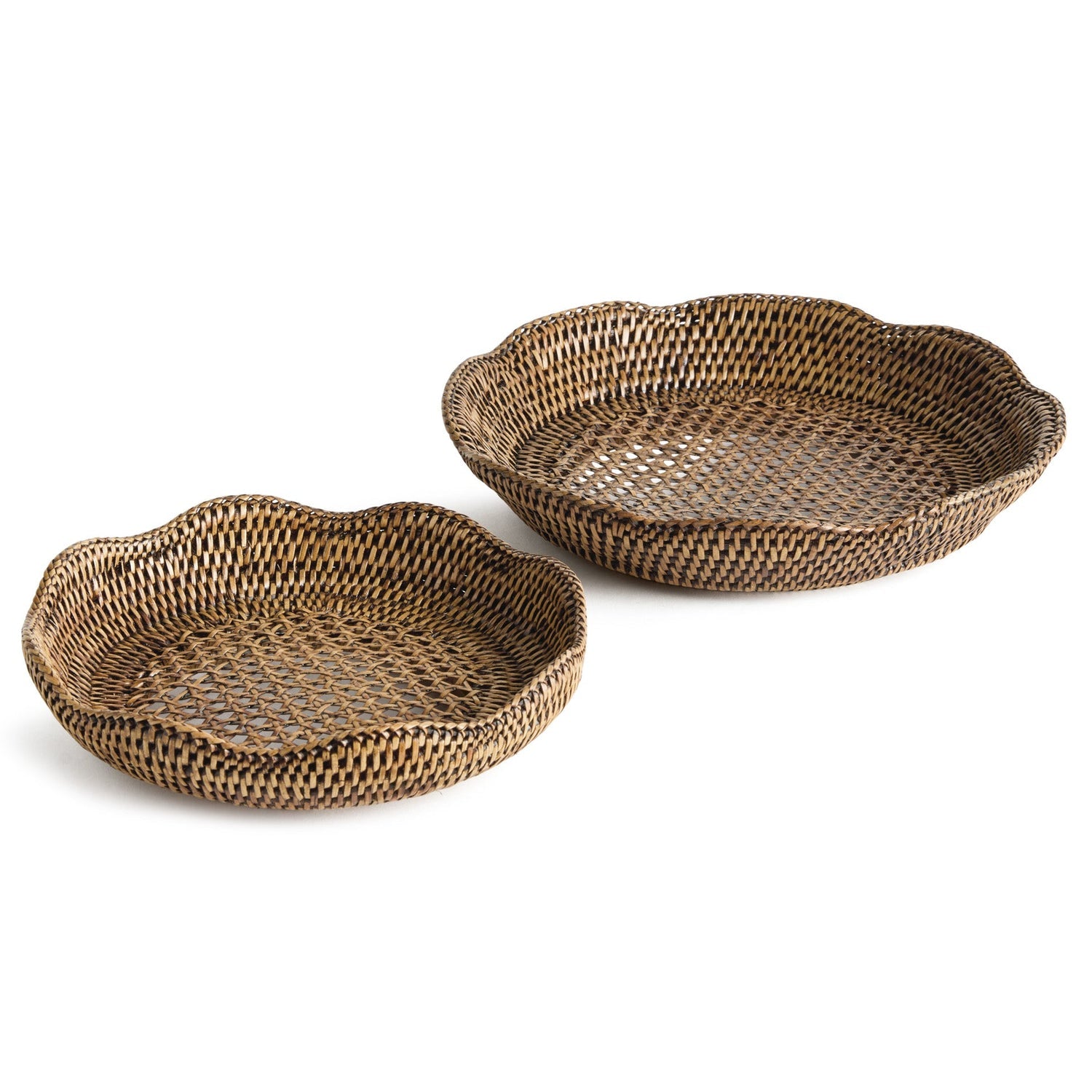 Burma Rattan Scalloped Tray Set of 2