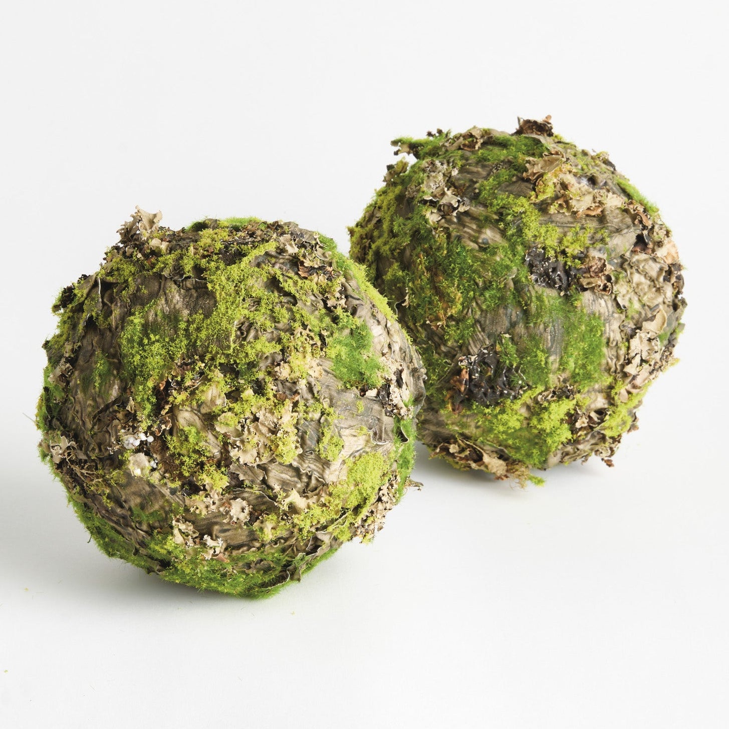 Mossy Lichen 8in Orb Set of 2