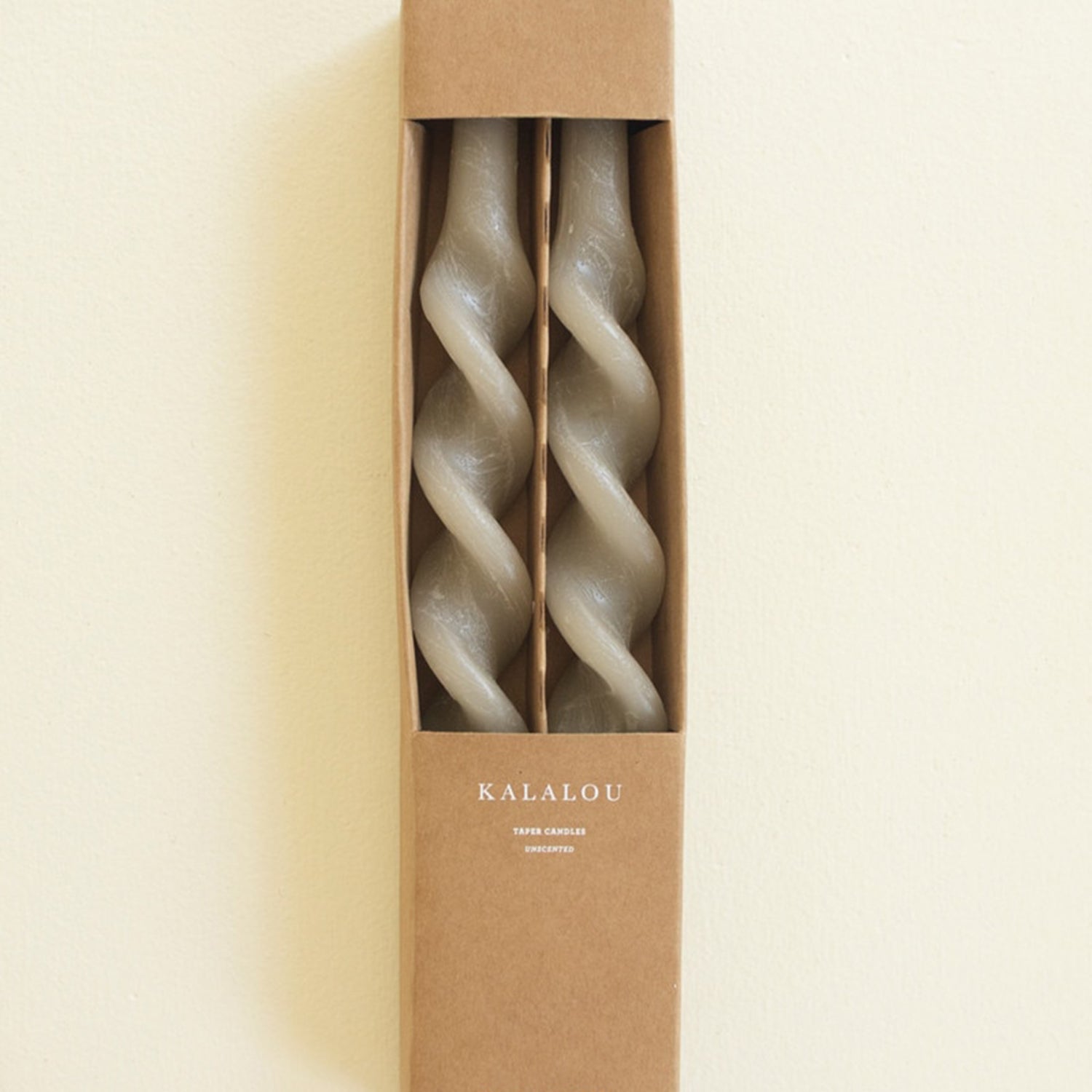 Spiral Taupe Taper Candle Set of 2