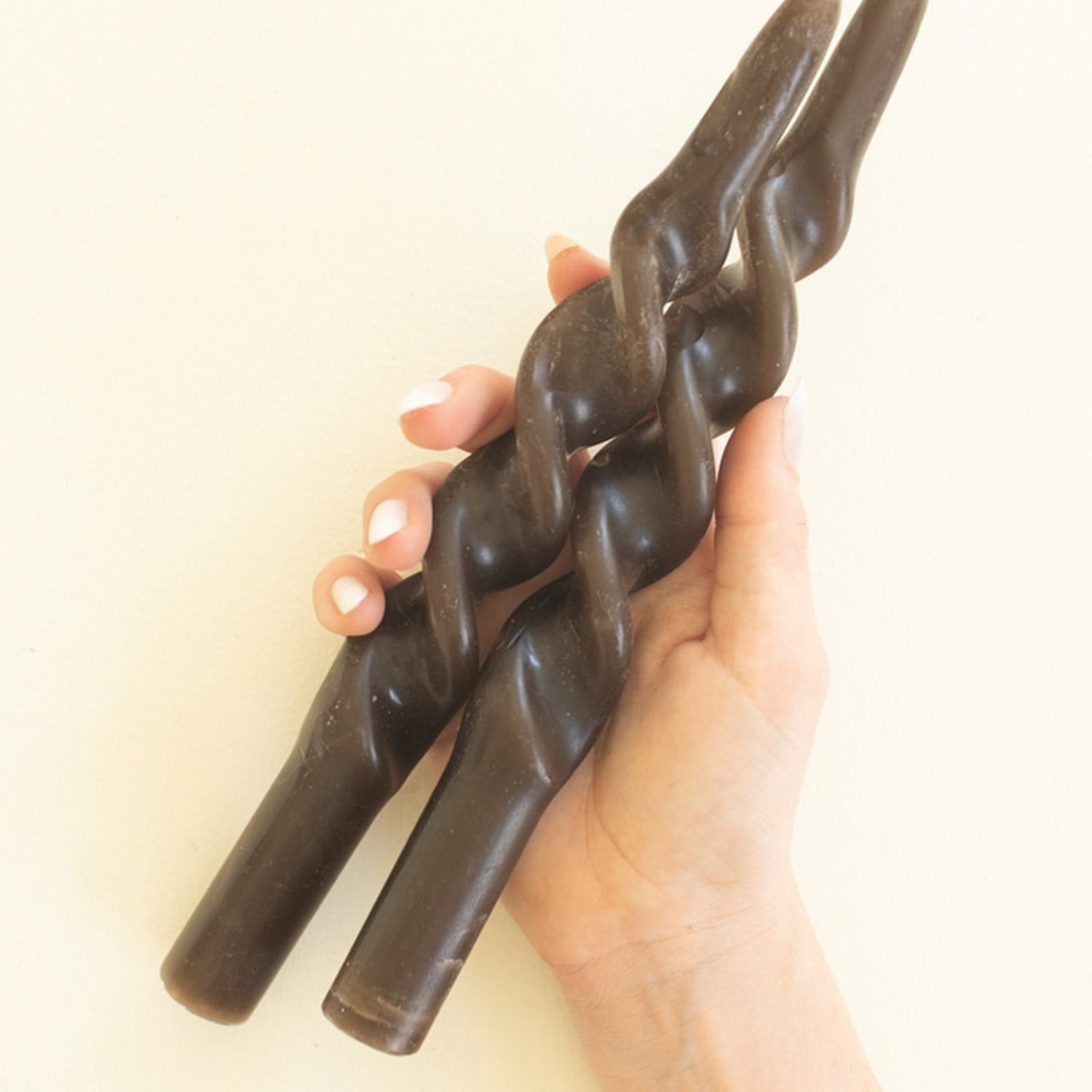 Spiral Chocolate Taper Candle Set of 2