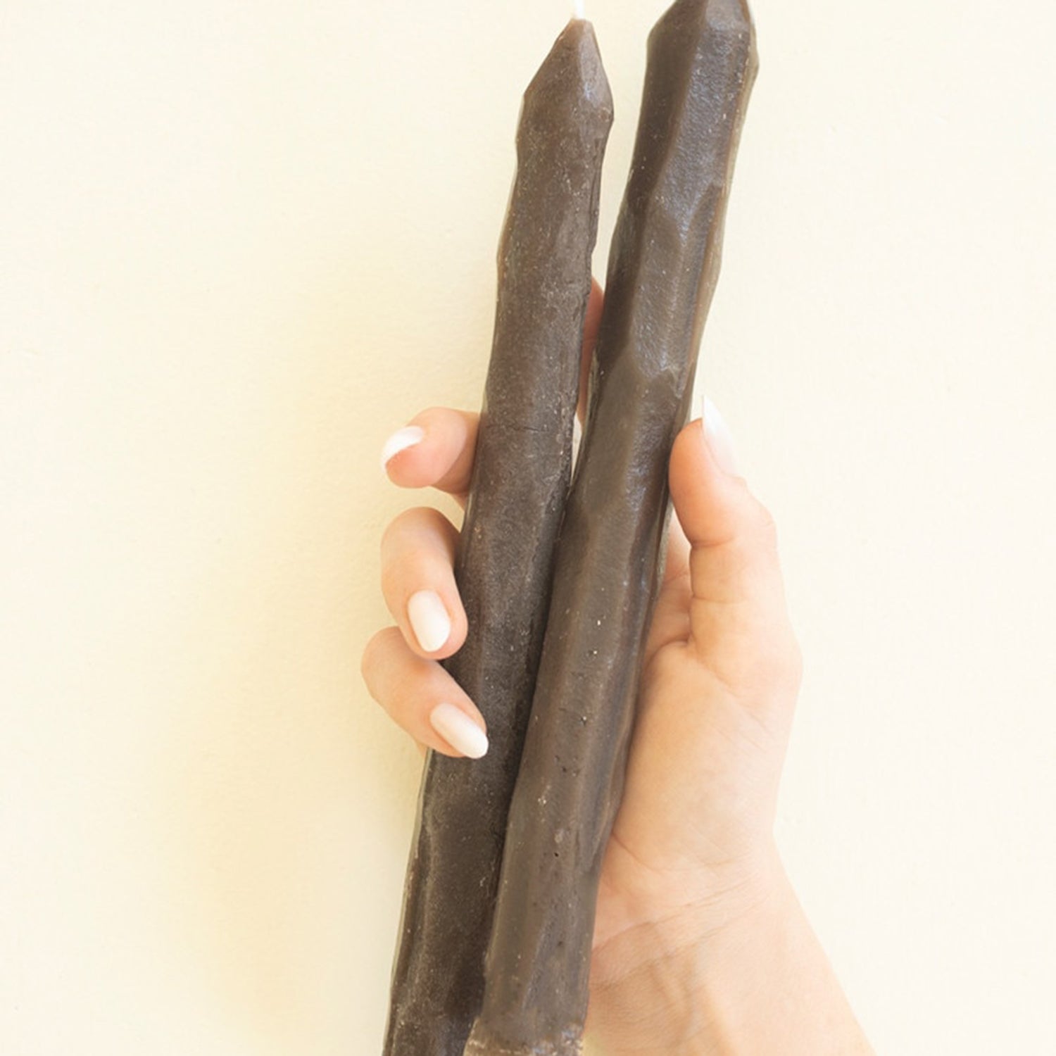 Rustic Diamond Chocolate Taper Candle Set of 2
