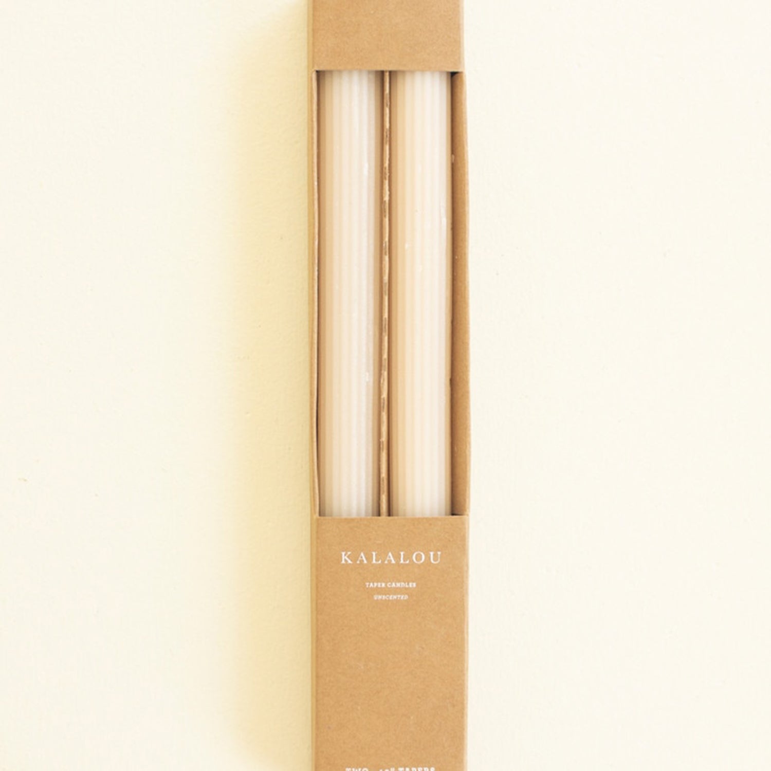 Ribbed Taper Candle Ivory Set of 2