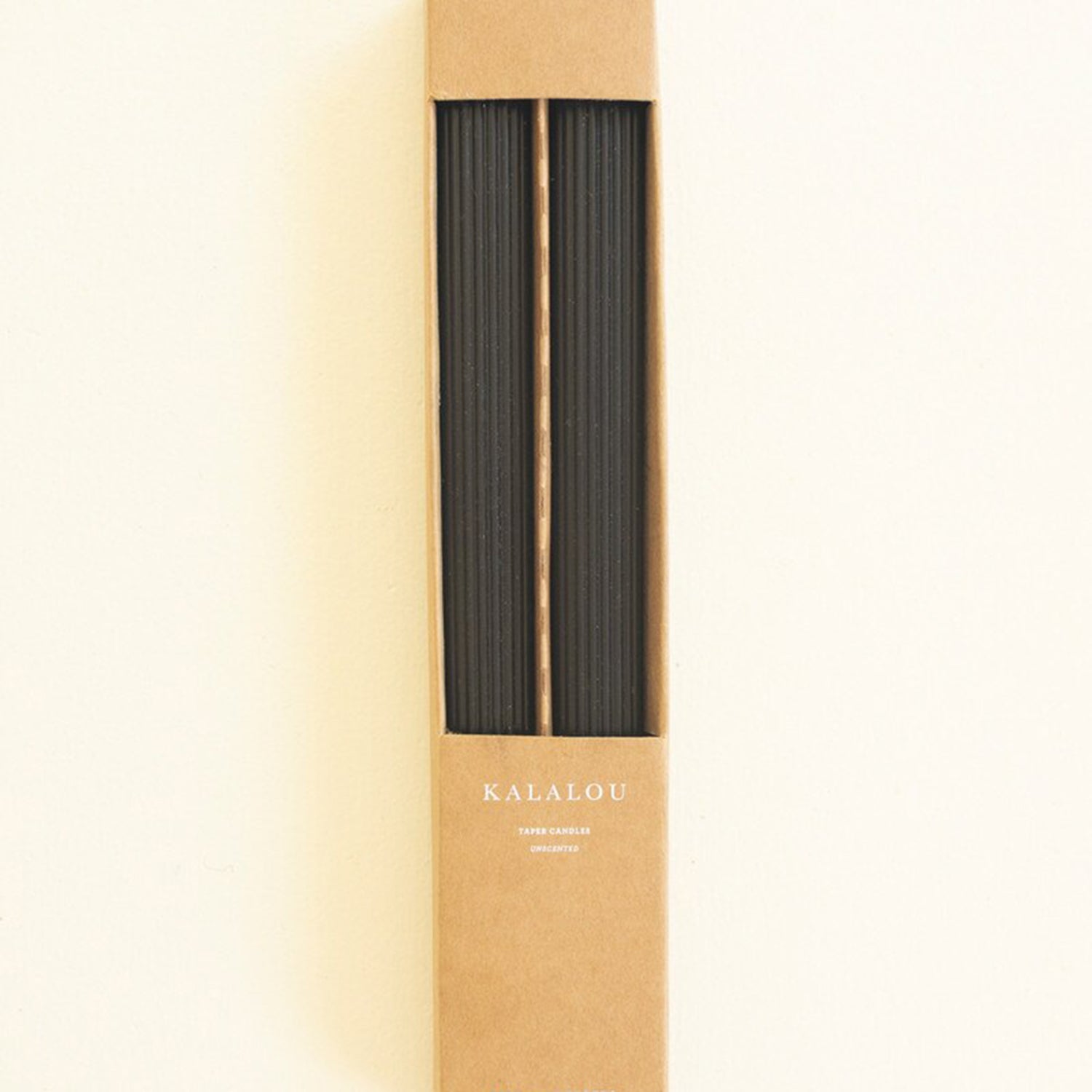 Ribbed Black Taper Candle Set of 2