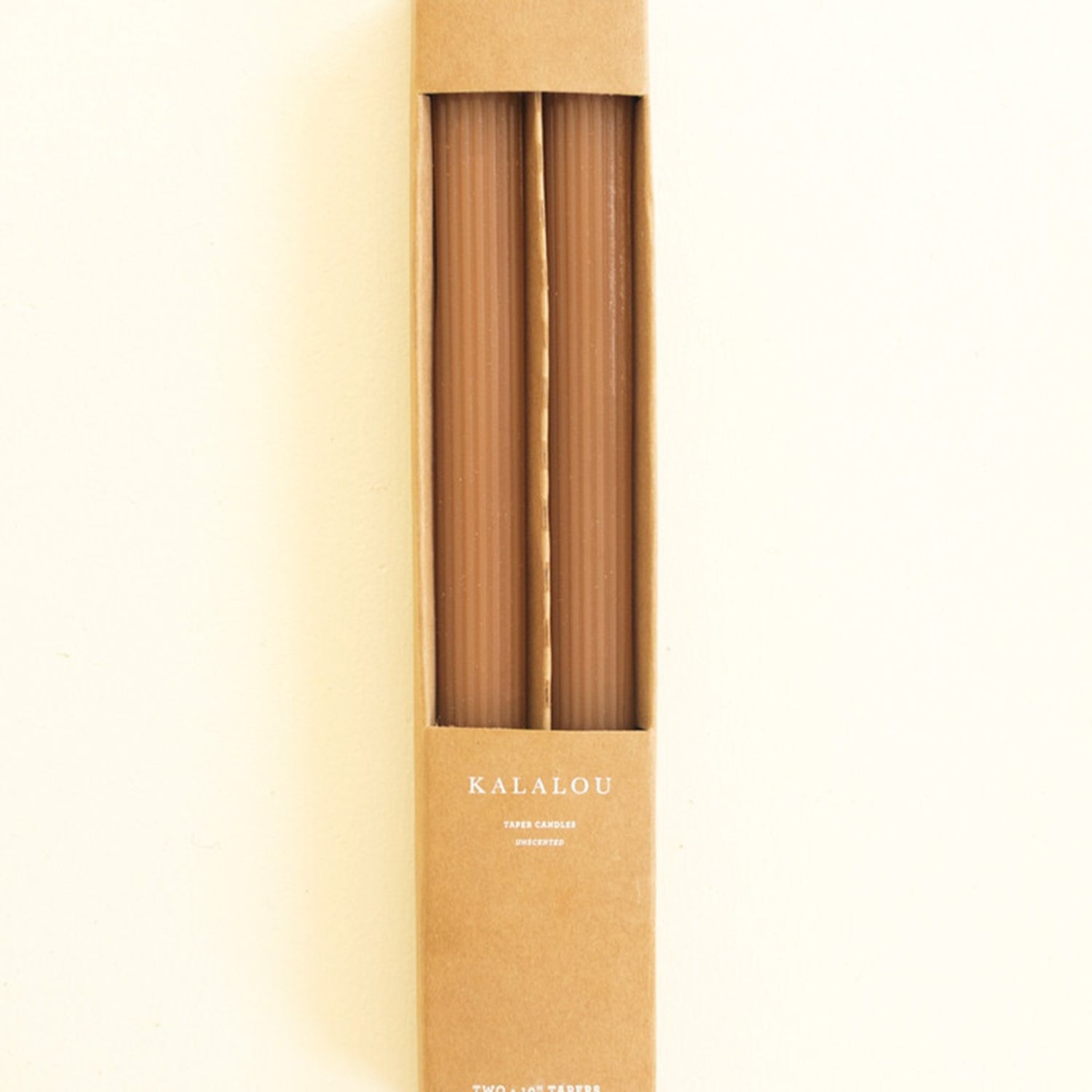Ribbed Rust Taper Candle Set of 2