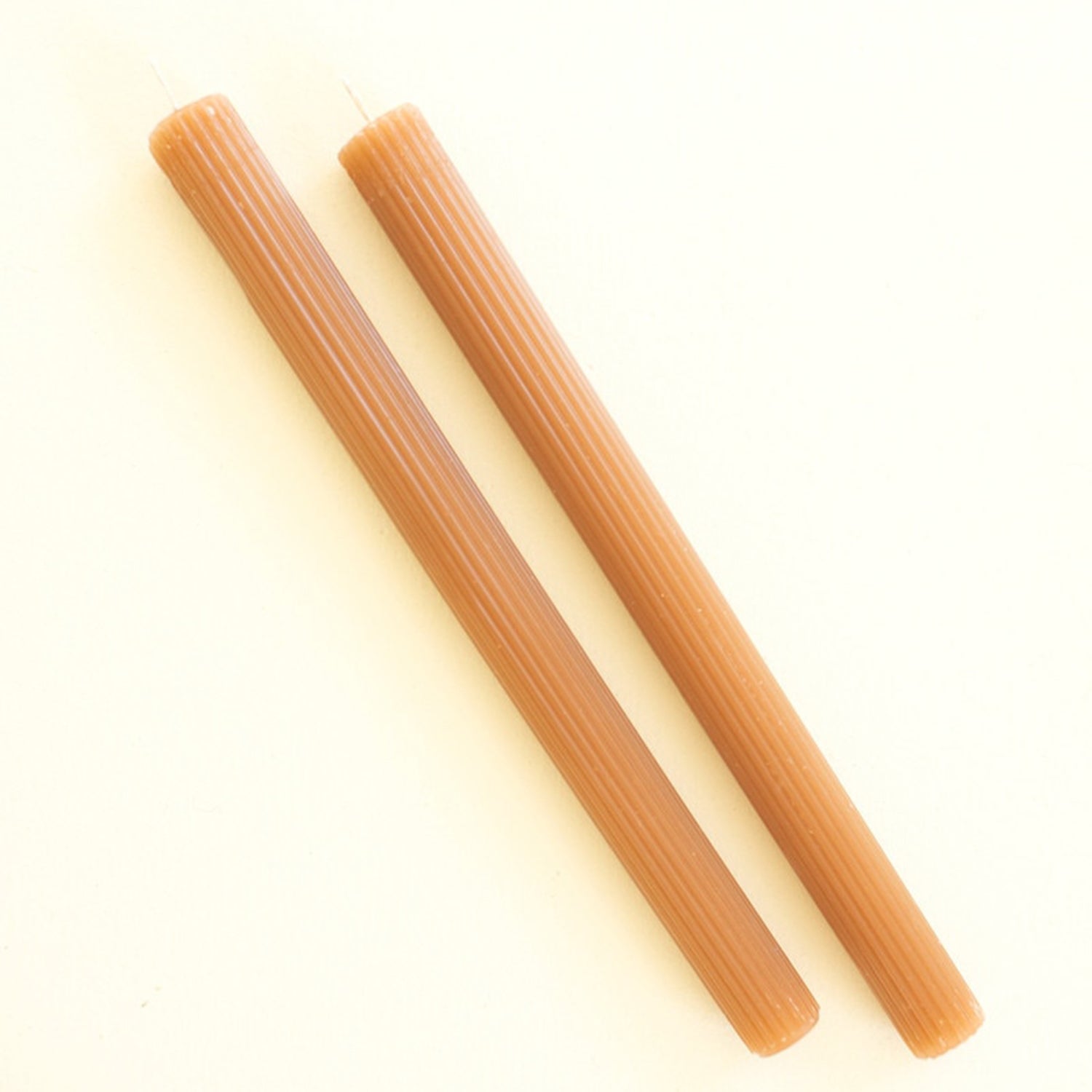 Ribbed Rust Taper Candle Set of 2