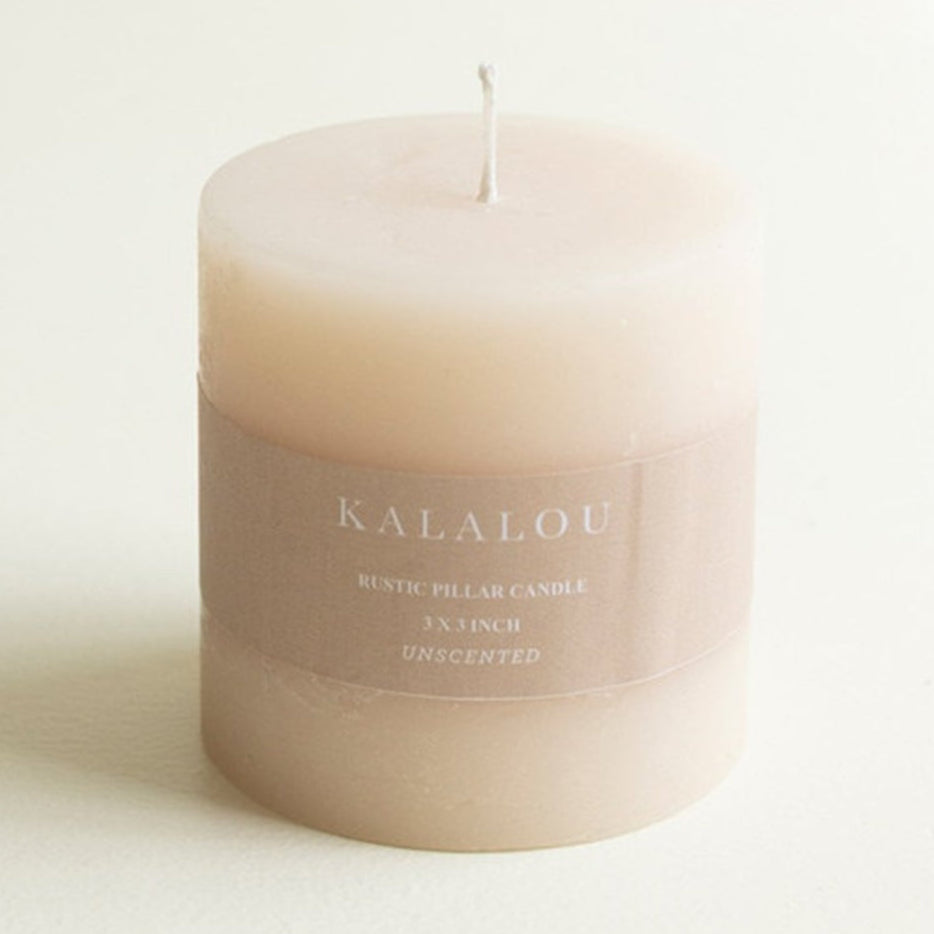 Rustic Ivory 3in x 3in Pillar Candle Set of 6