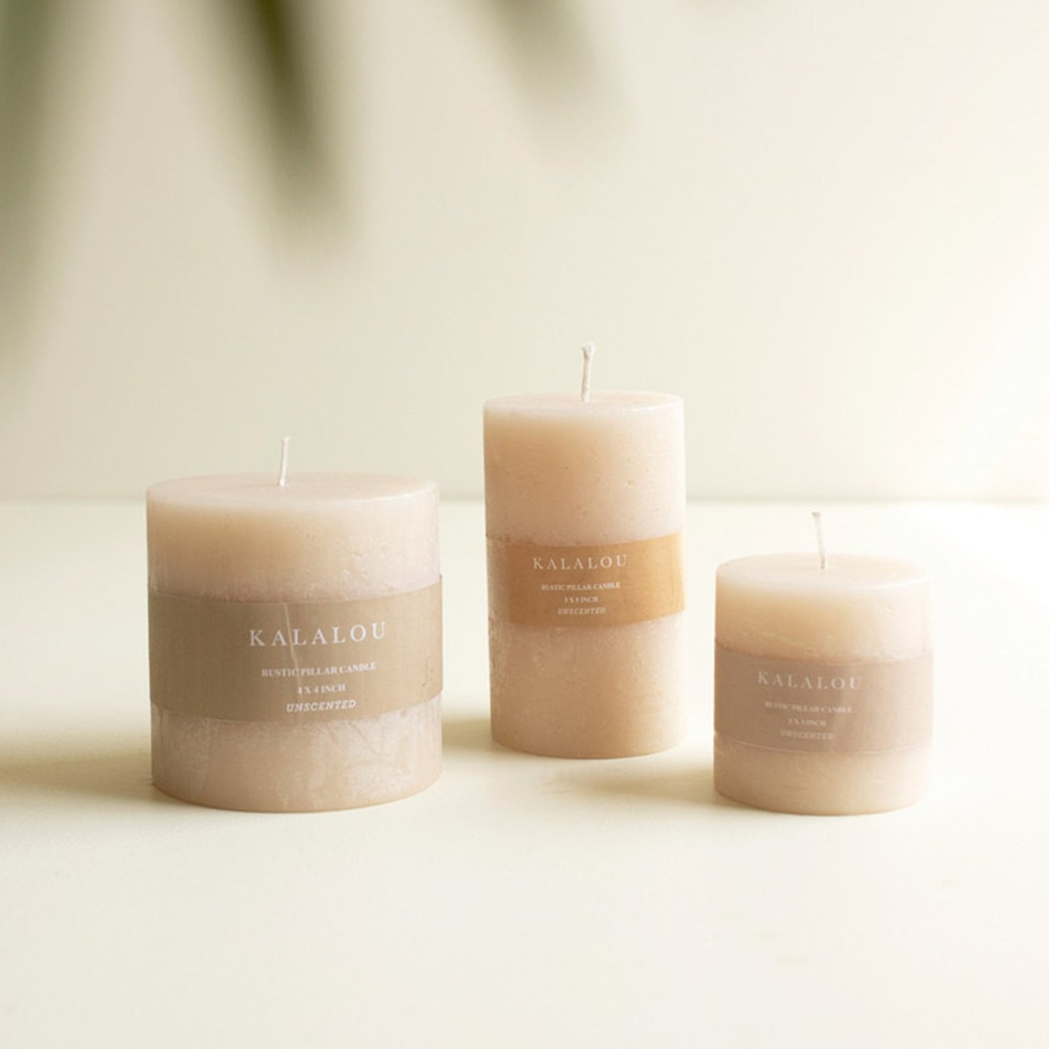 Rustic Ivory 4in x 4in Pillar Candle Set of 6
