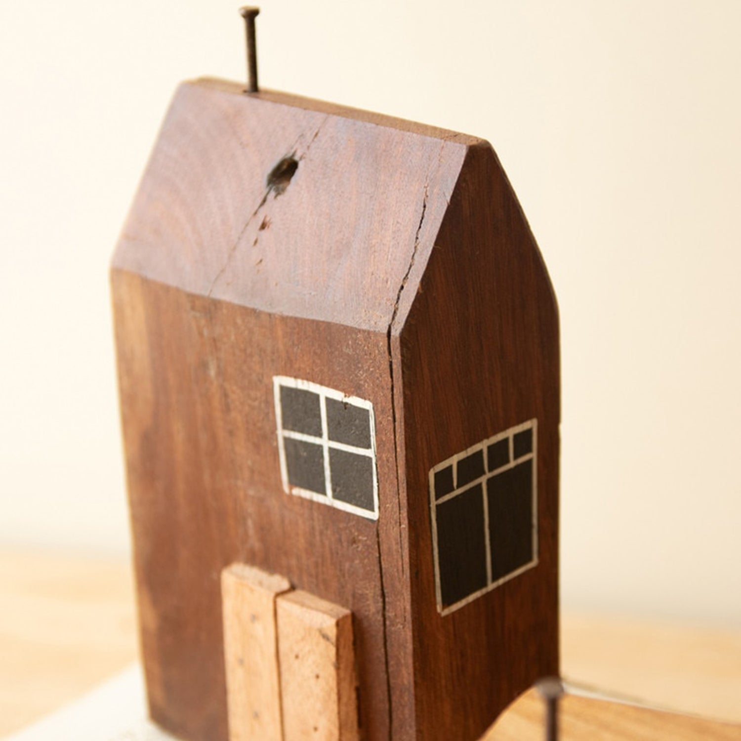 Hand-Painted Recycled Wood Village Set of 4