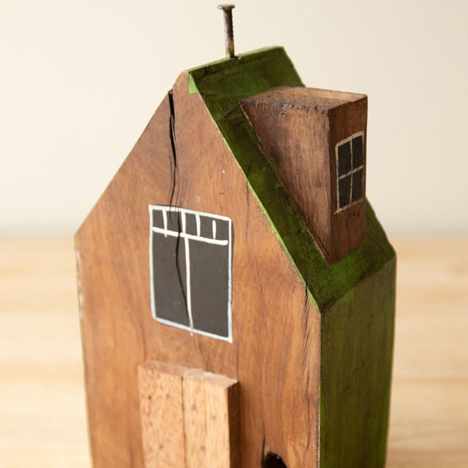 Hand-Painted Recycled Wood Village Set of 4
