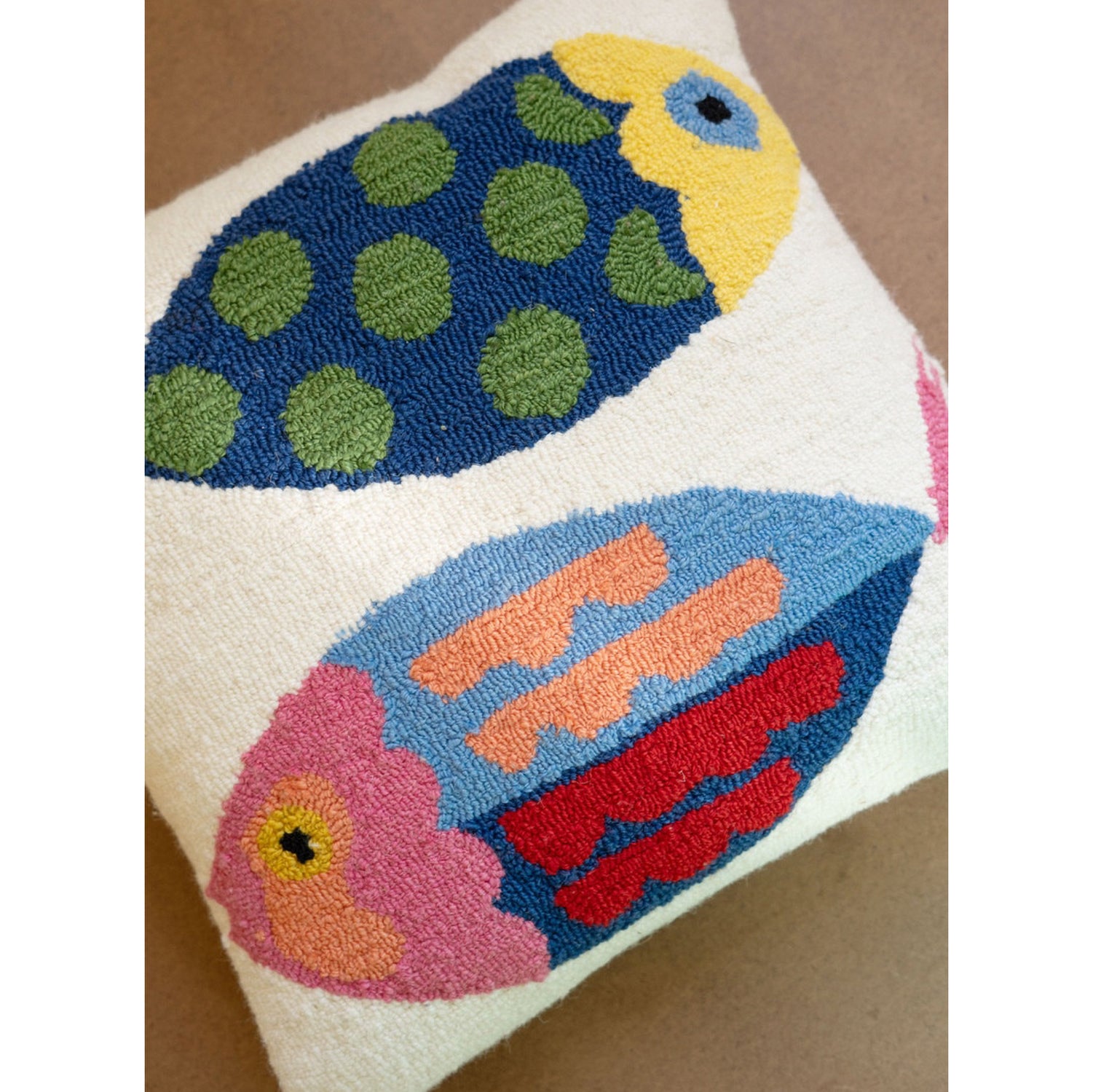 Two Fish Hand-Hooked Pillow