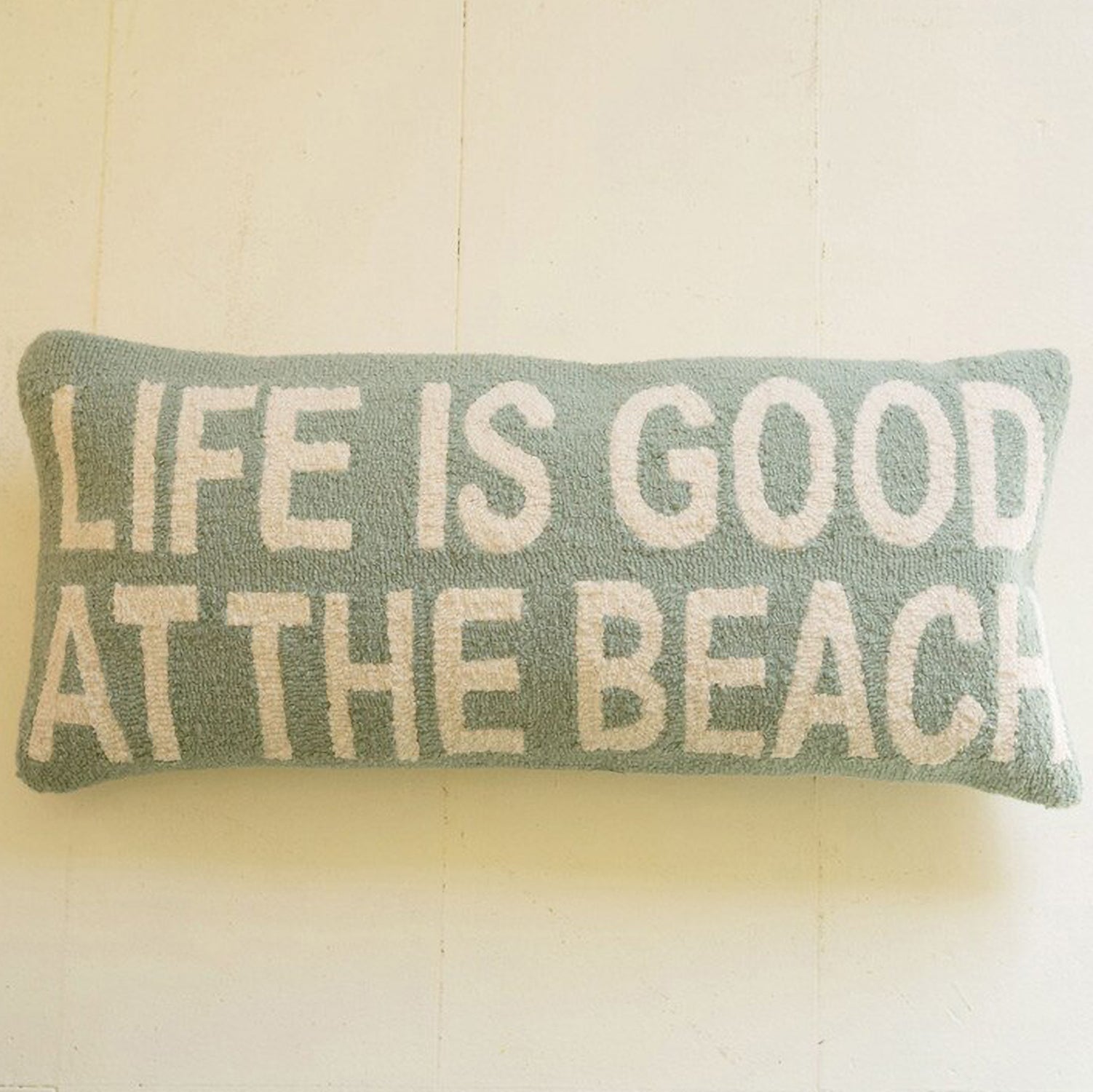 Beach Hand-Hooked Throw Pillow