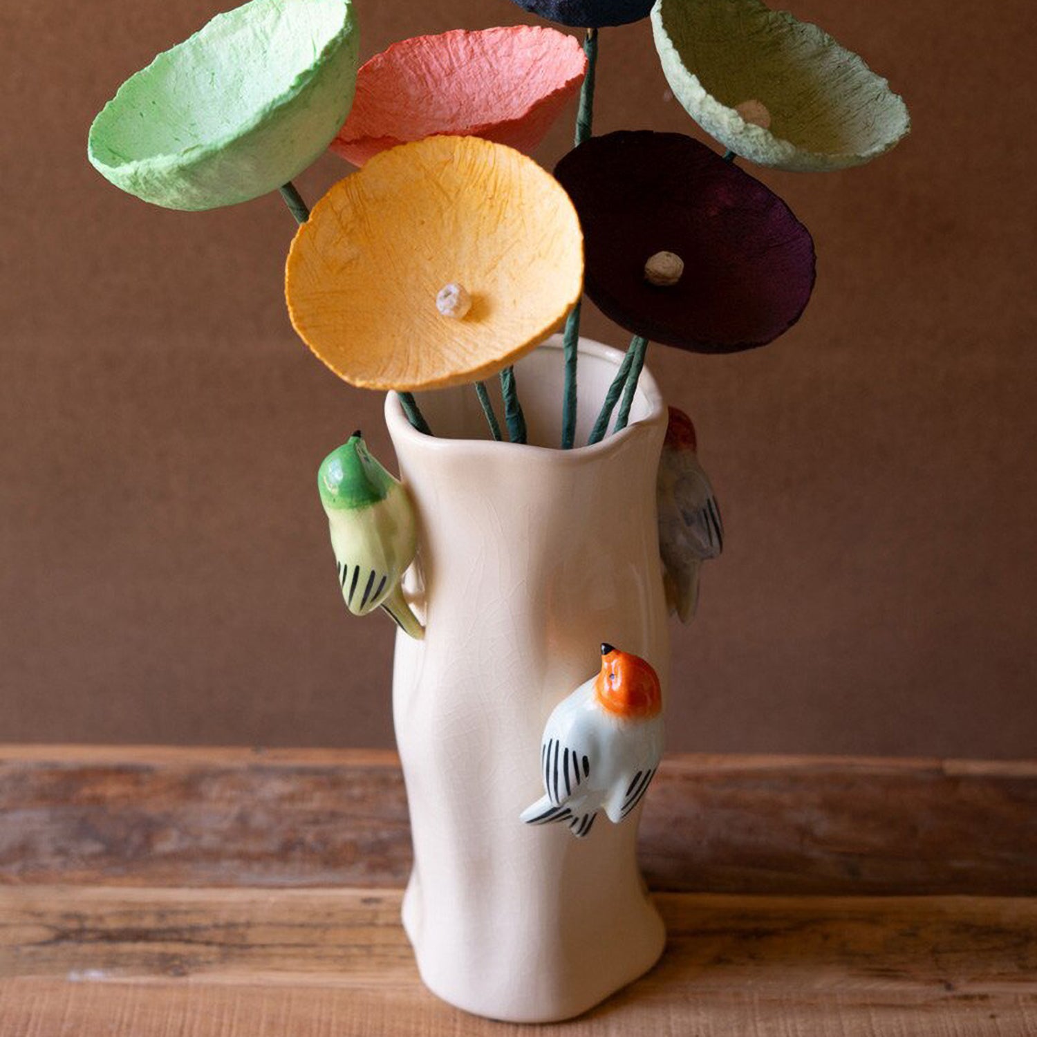 Paper Mache Cup Flowers Set of 6