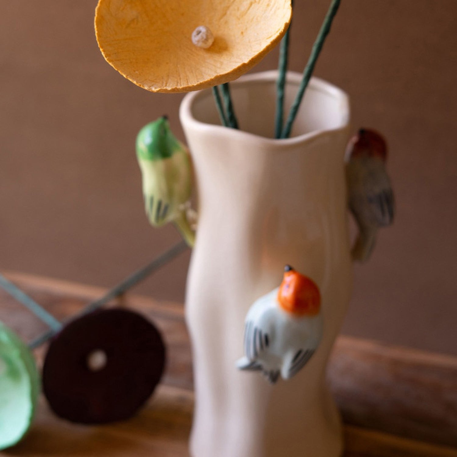 Paper Mache Cup Flowers Set of 6