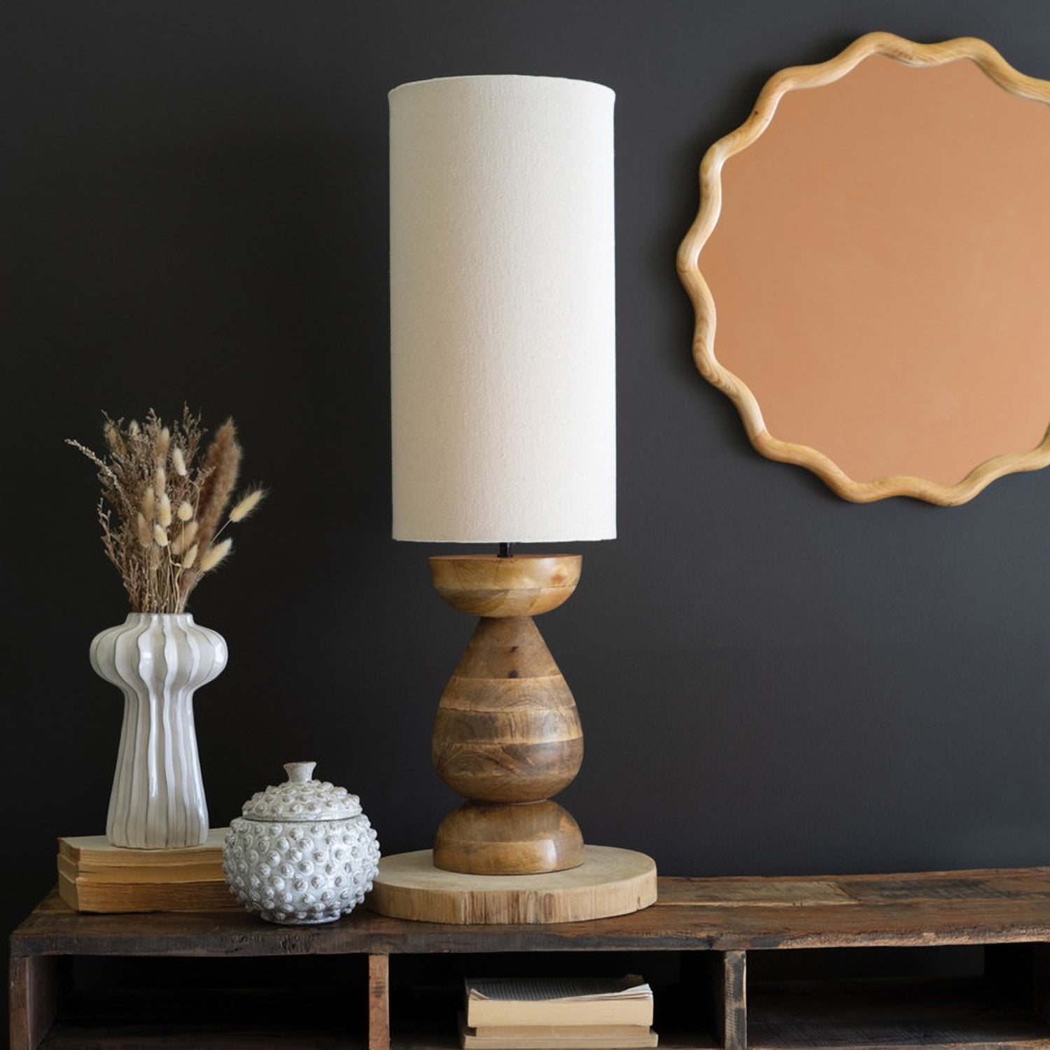 Cylinder Mango Wood Table Lamp