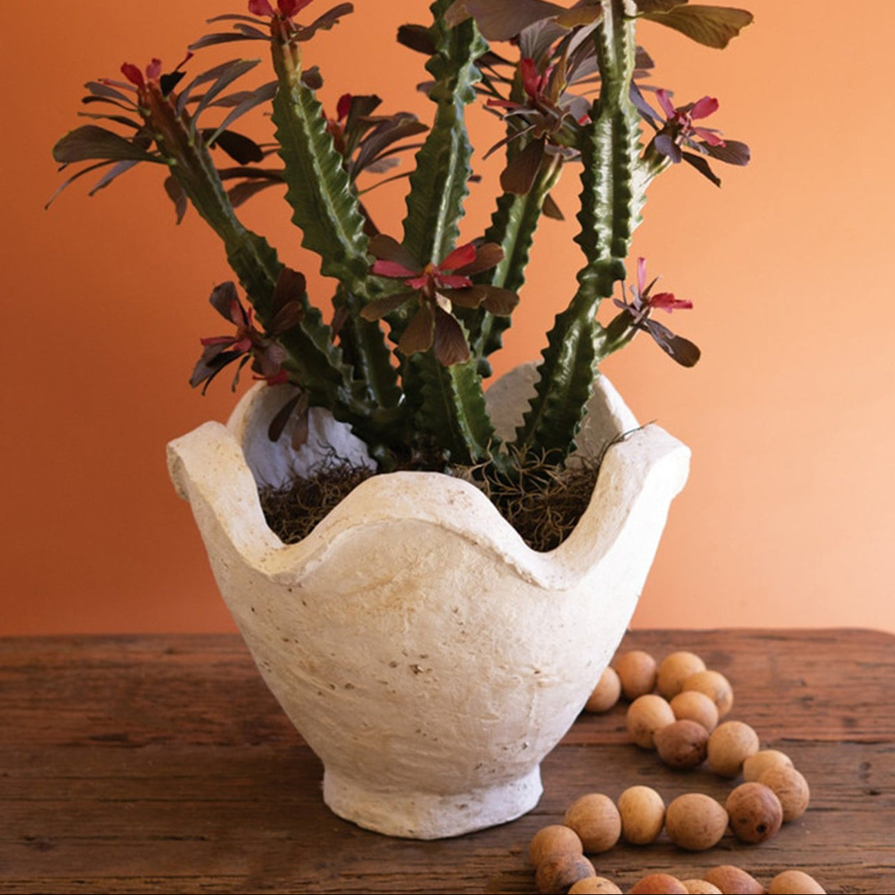 Paper Mache Bowl with Wavy Rim