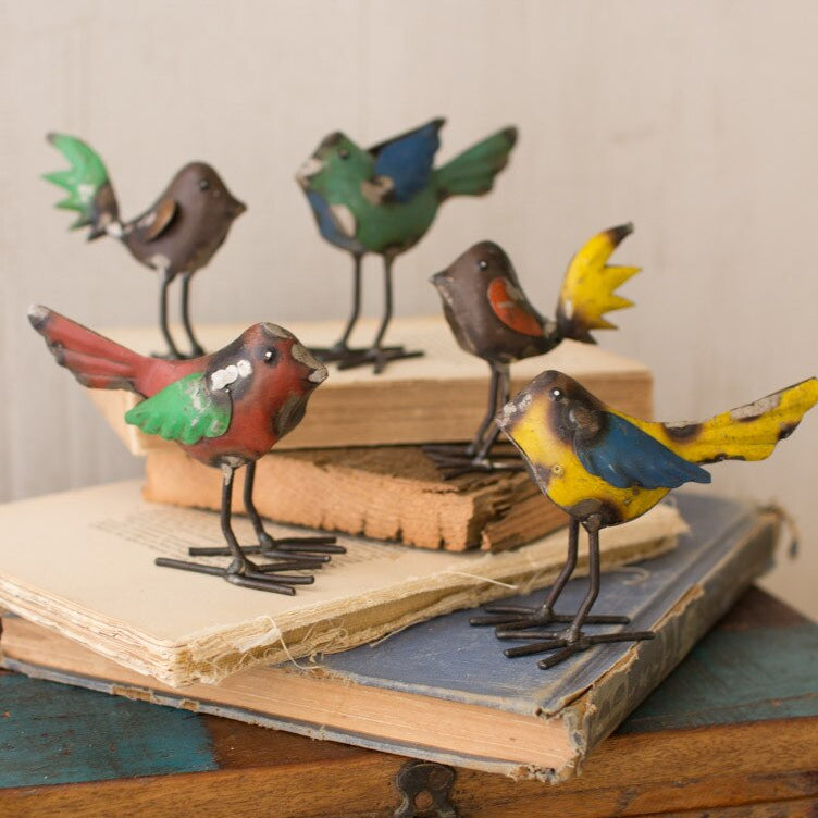 Recycled Metal Bird Figurine Set of 5
