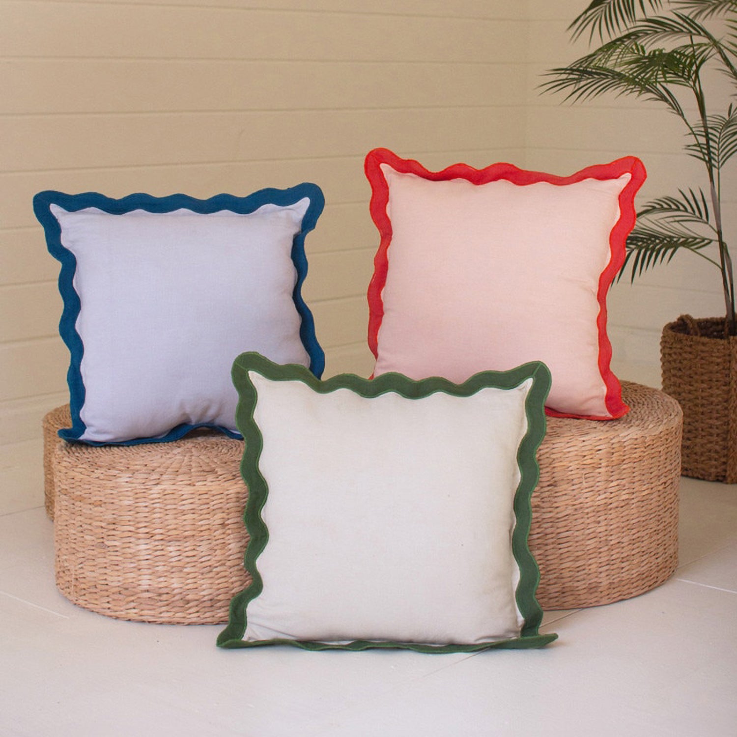Ruffle Edge Throw Pillow Set of 3
