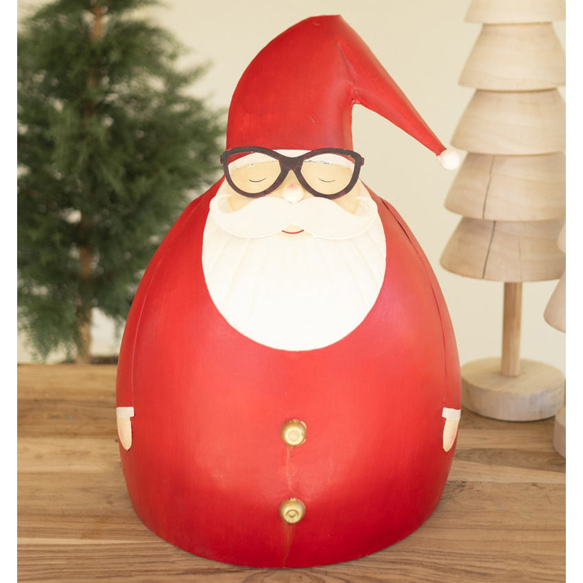 Painted Metal Santa with Glasses