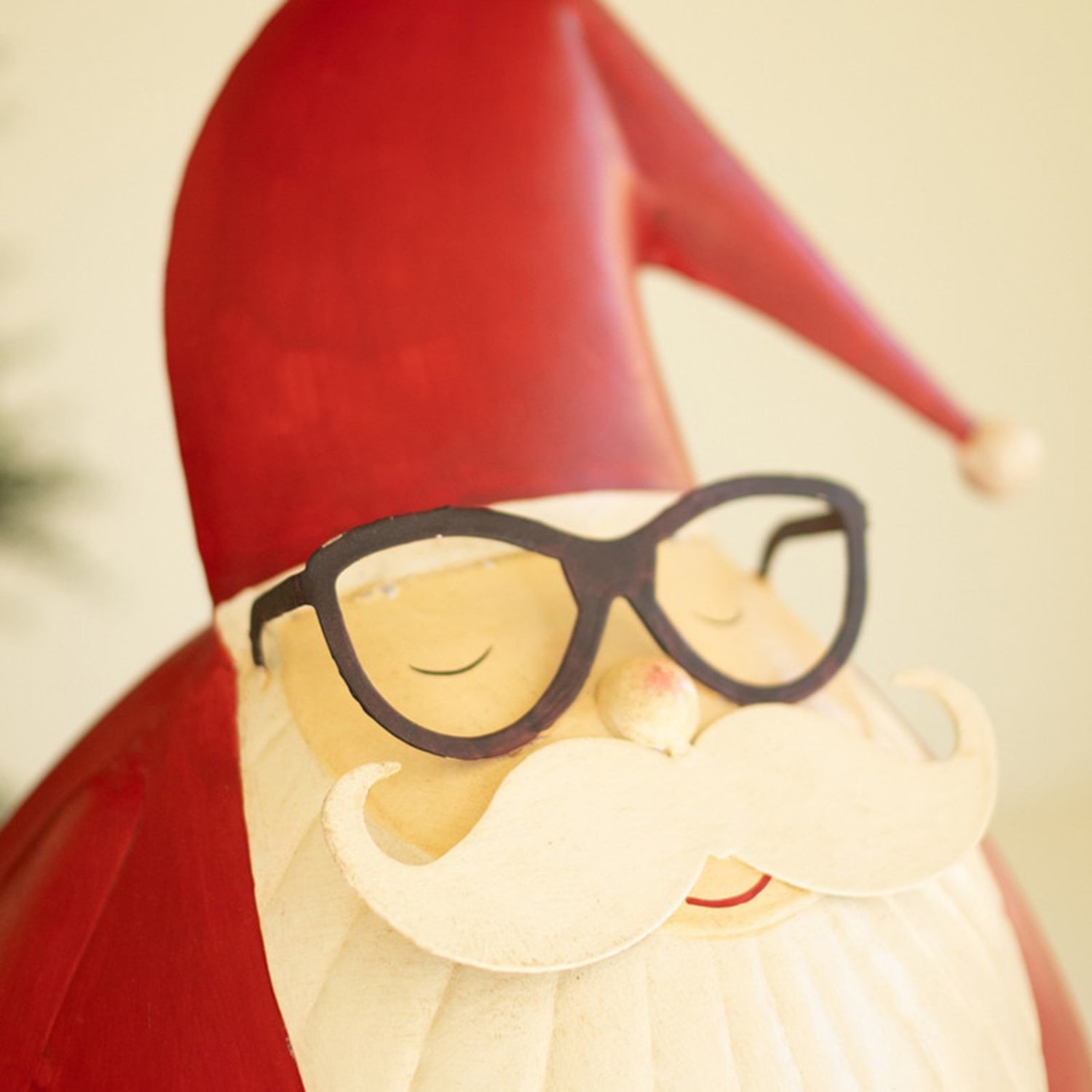 Painted Metal Santa with Glasses