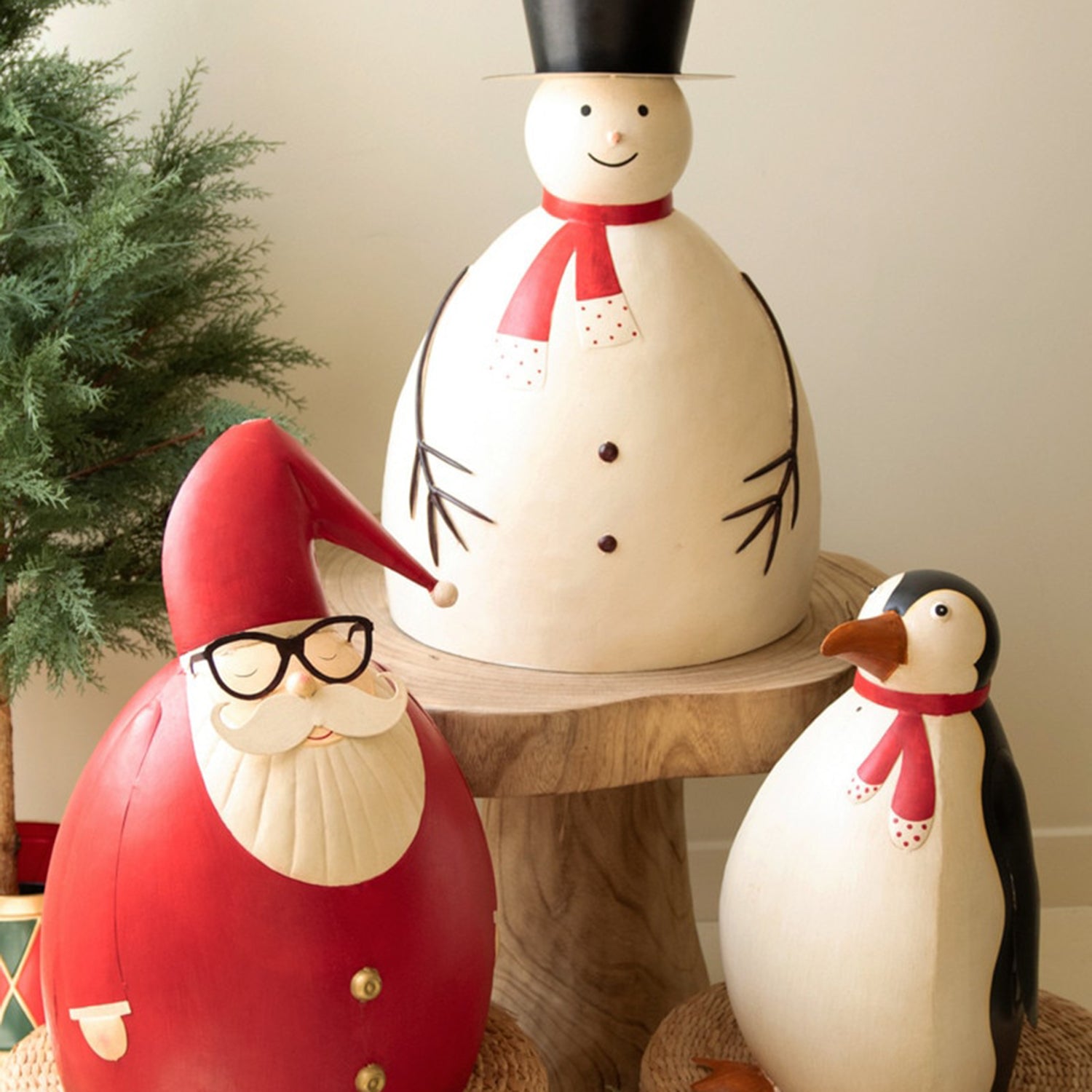 Painted Metal Santa with Glasses