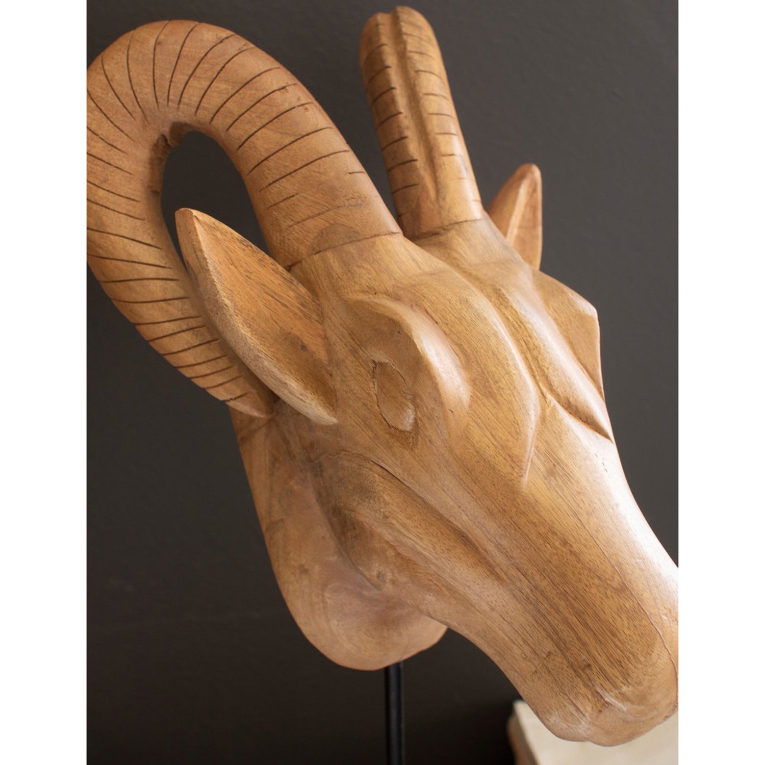 Carved Mango Wood African Animal Head Set of 3