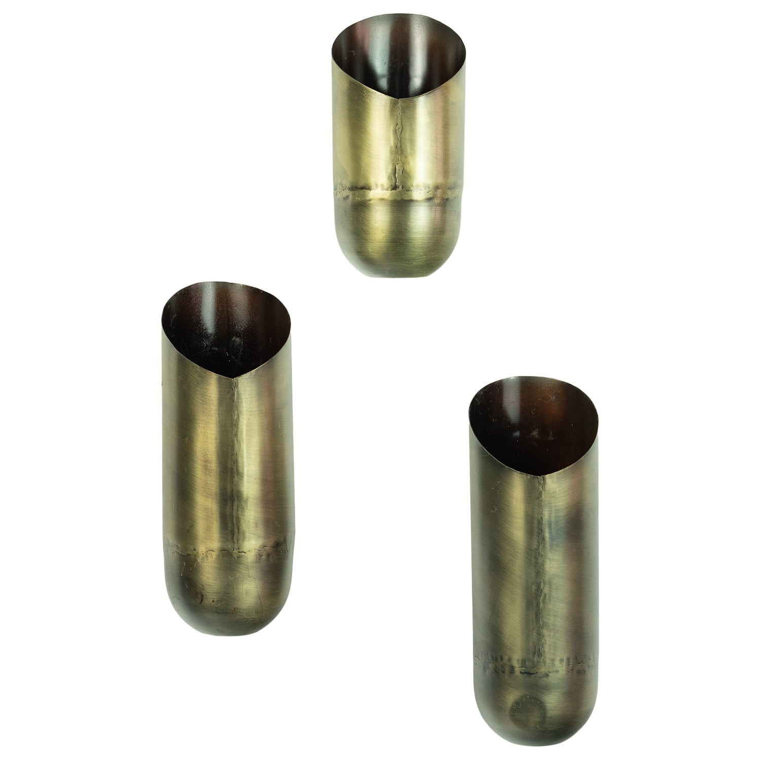 Antique Brass Wall Vase Set of 3