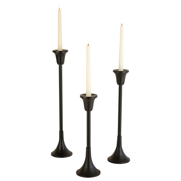Black Taper Candle Stand Set of 3 Paynes Gray