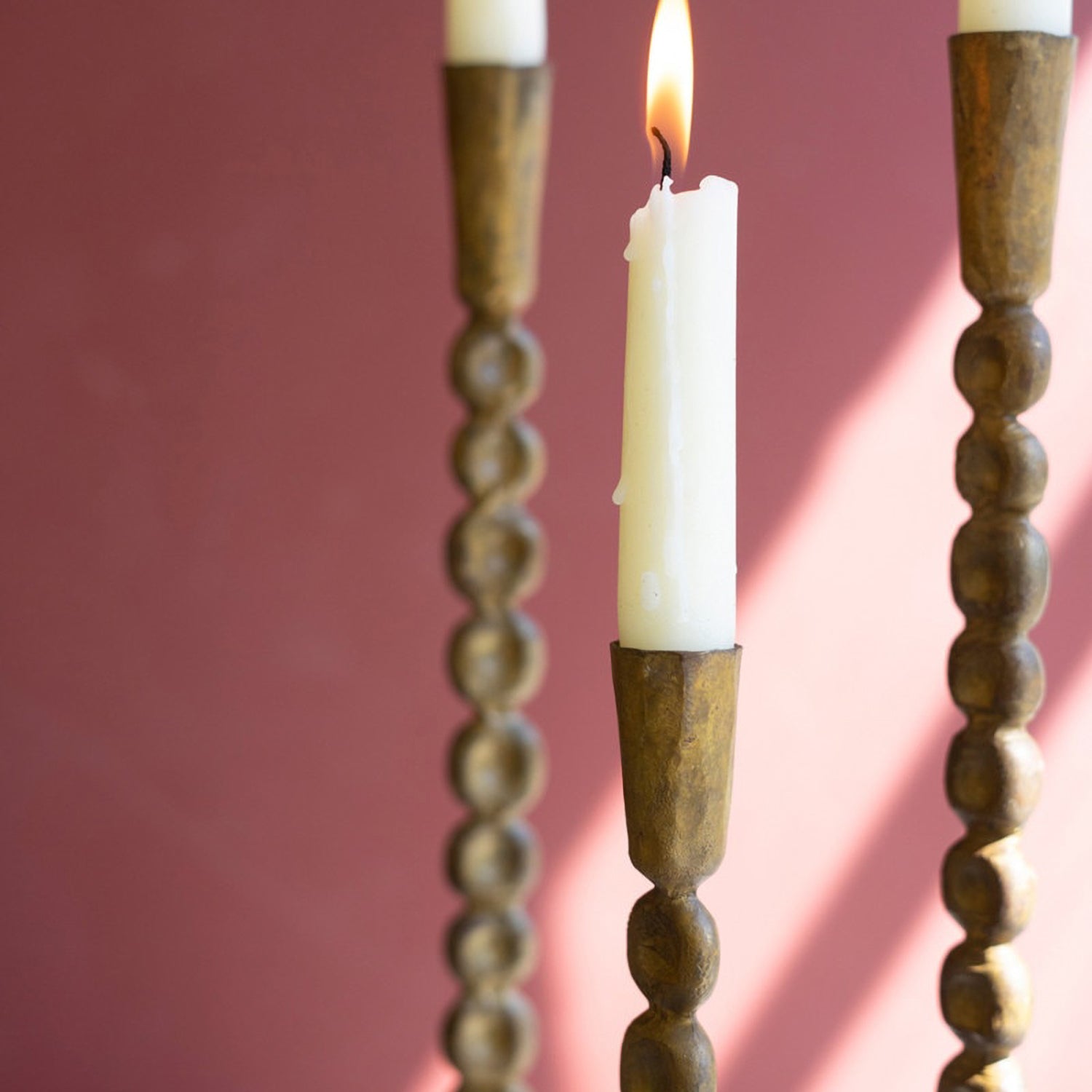 Antique Brass Taper Candle Holder Set of 3