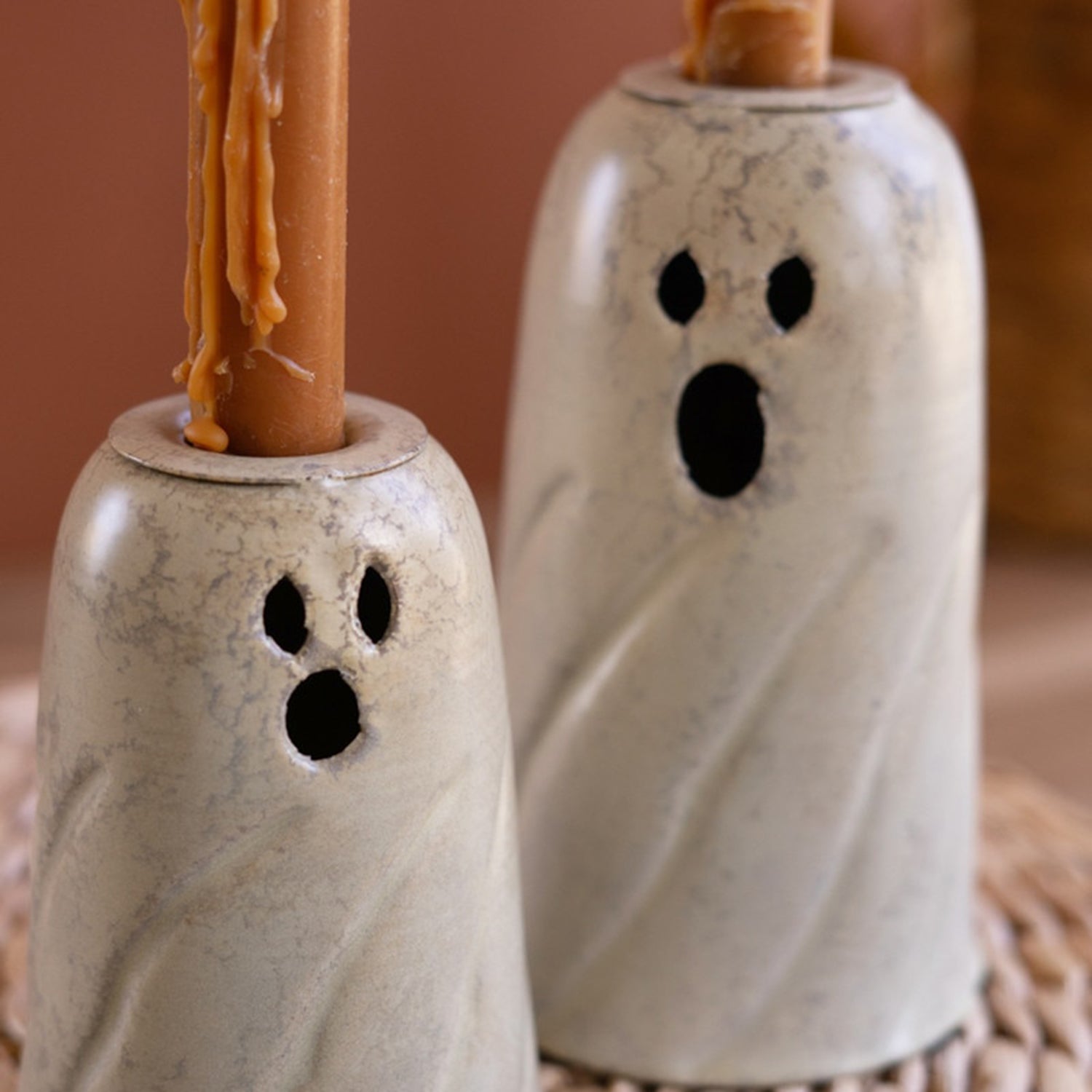 Halloween Ghost Taper Candle Holder Set of 2