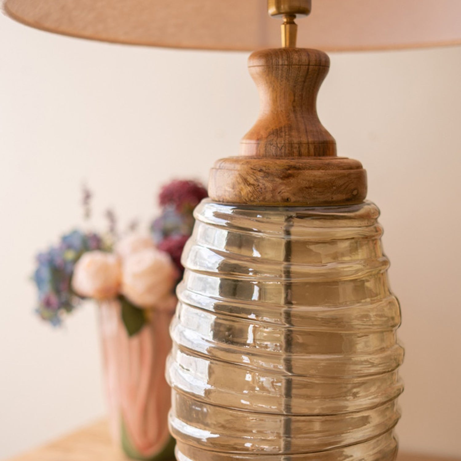 Gloria Glass and Wood Table Lamp