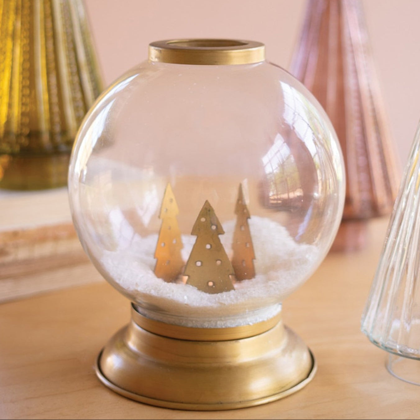 Glass and Metal Globe Candle Holder