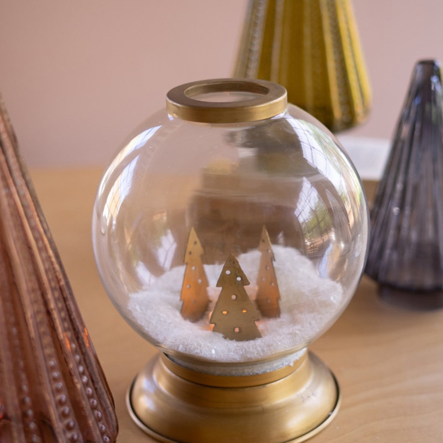 Glass and Metal Globe Candle Holder