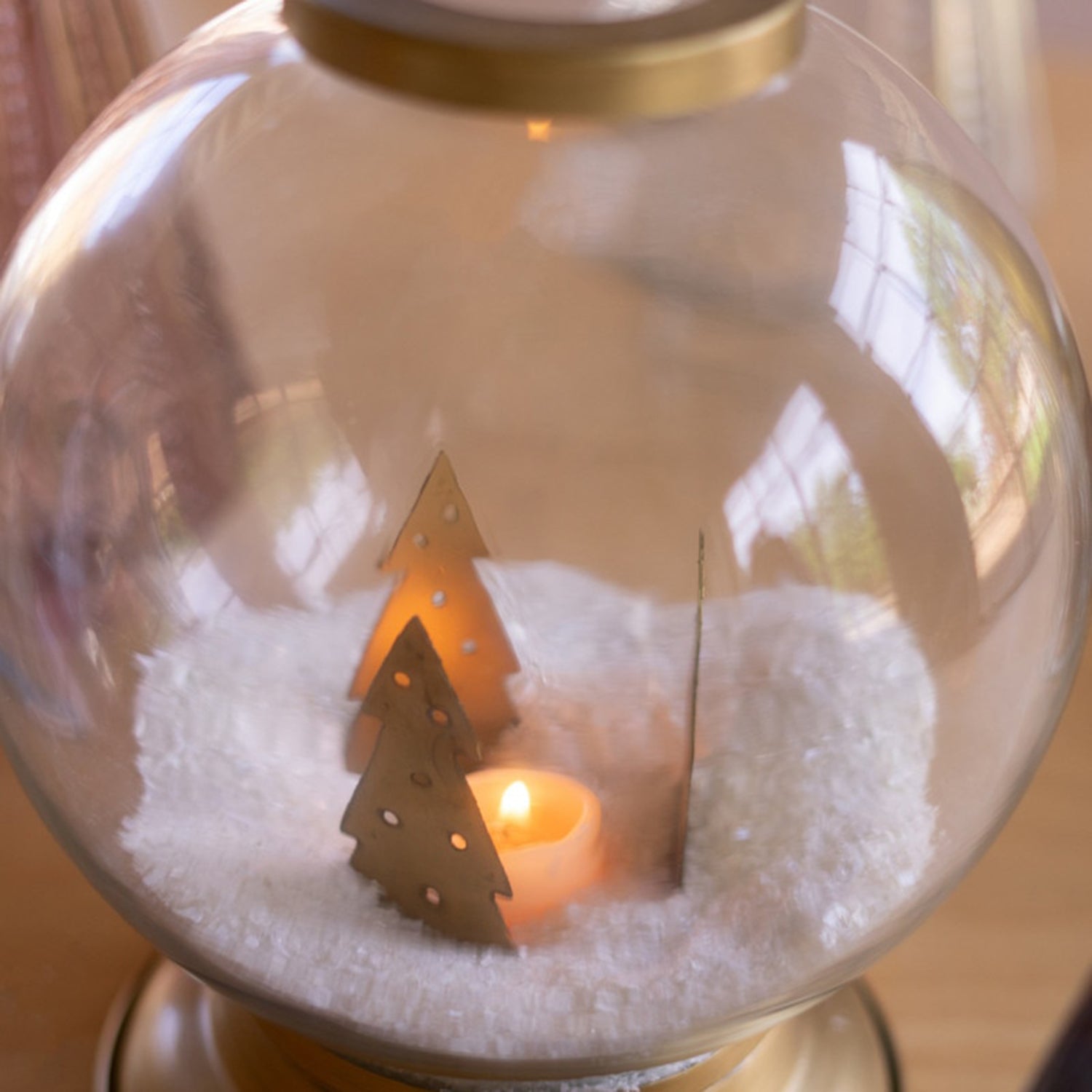 Glass and Metal Globe Candle Holder