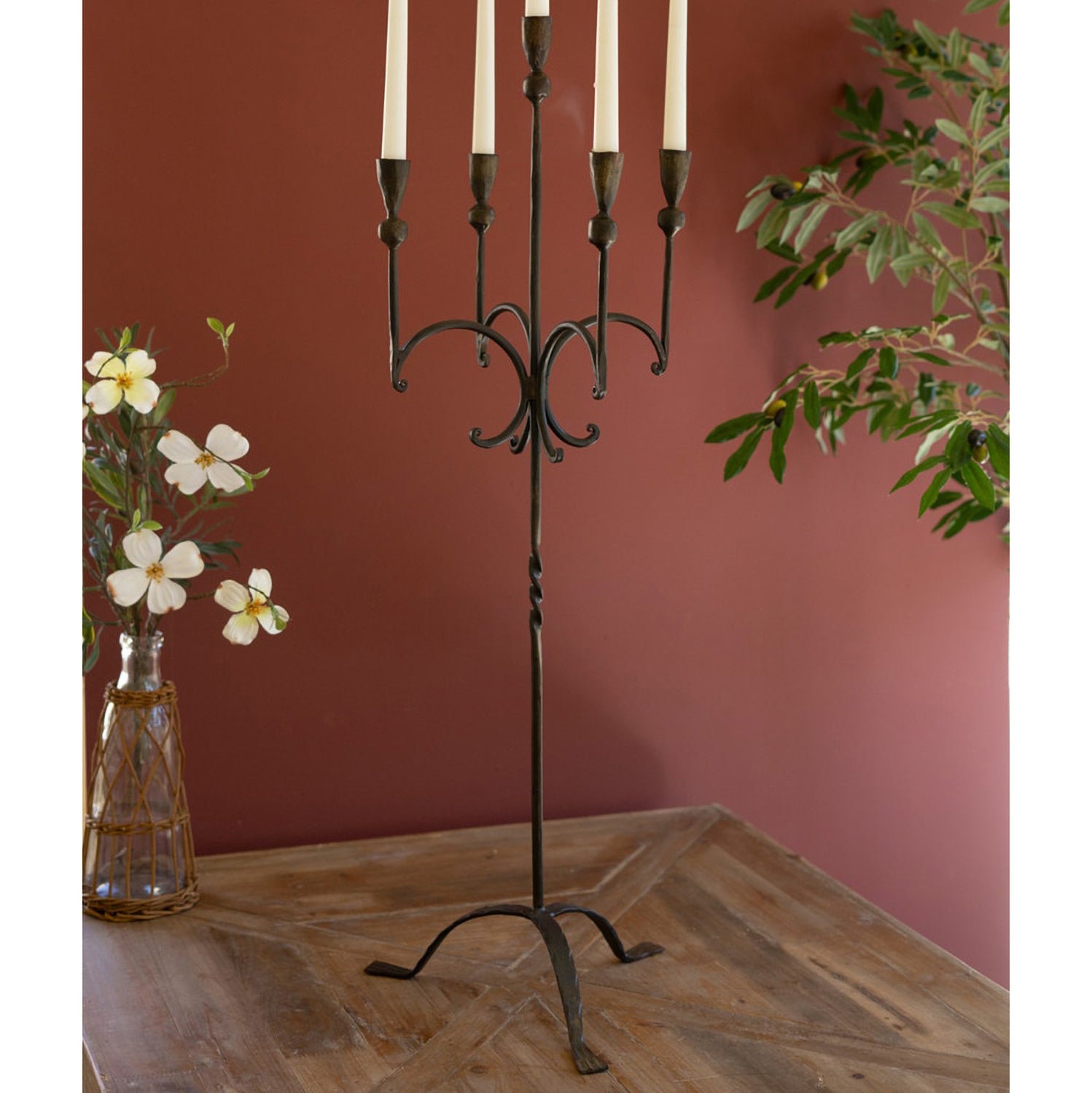 Forged Iron Rustic Five Taper Candelabra