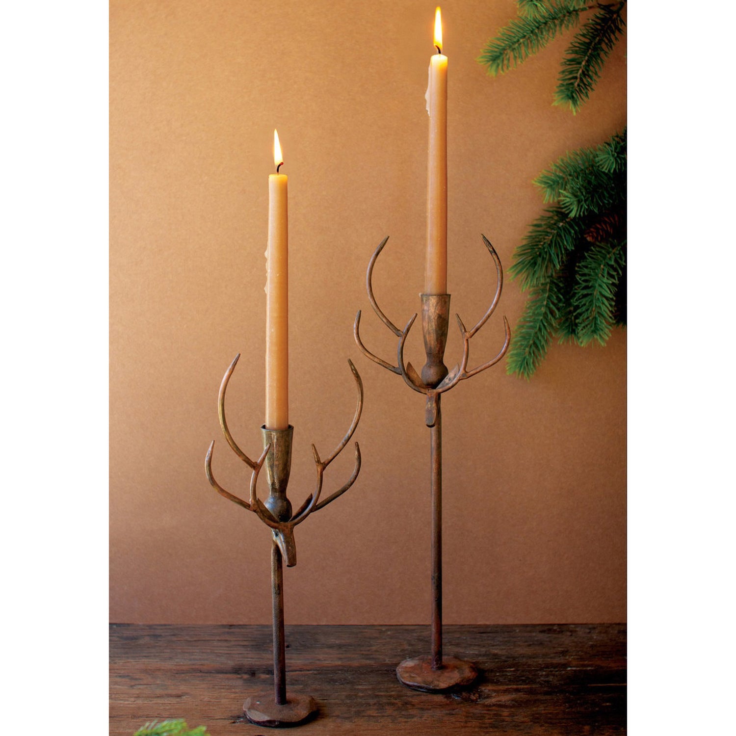 Rustic Deer Candle Holder Set of 2