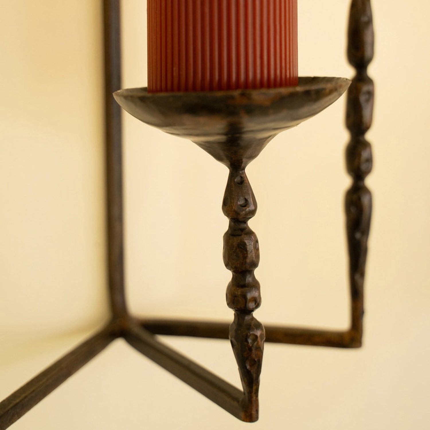 Forged-Iron Wall Taper and Pillar Candle Holder