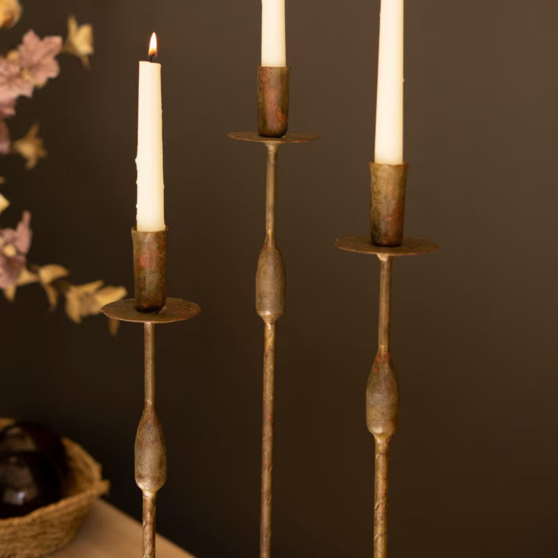 Forged-Iron Taper Candle Holder Set of 3